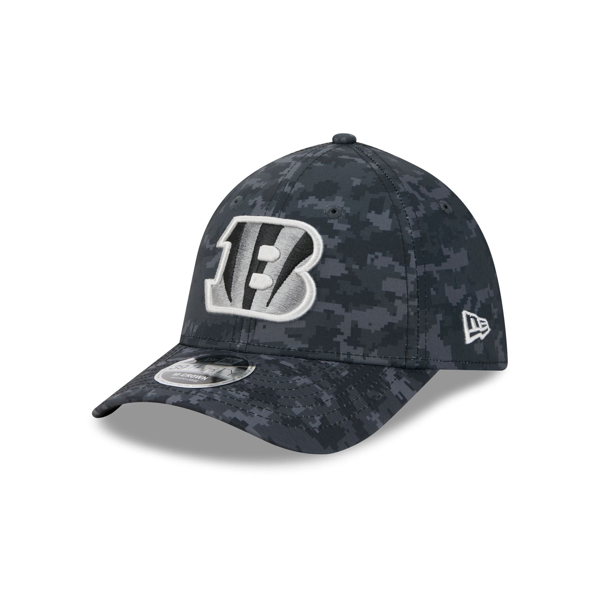 Cincinnati Bengals New Era 2026 NFL Salute to Service 39THIRTY Flex Fit Cap Camouflage Schwarz