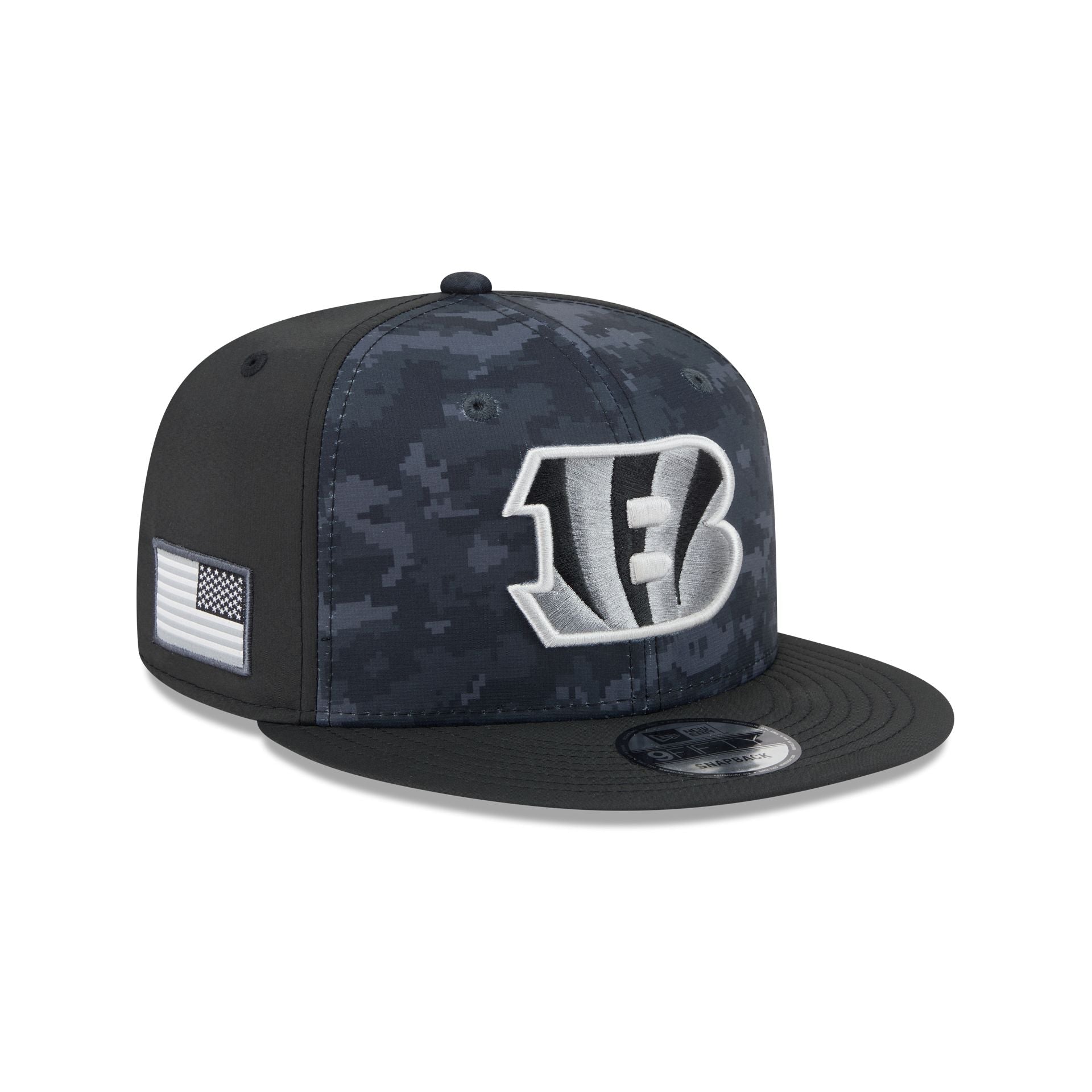 Cincinnati Bengals New Era 2026 NFL Salute to Service 9FIFTY Snapback Cap Camouflage Schwarz