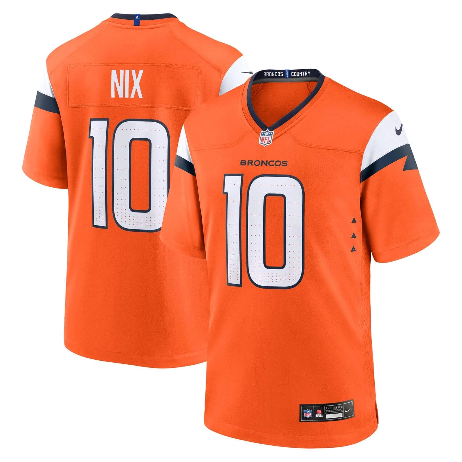 Bo Nix  #10 Denver Broncos Nike Home Game NFL Trikot Orange