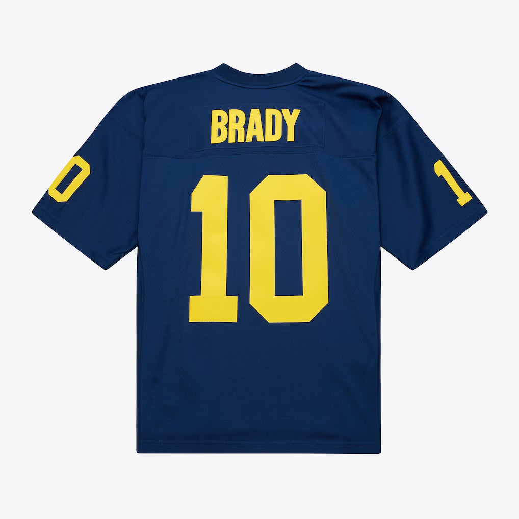 Tom Brady #10 Michigan Wolverines Mitchell & Ness Legacy NCAA College Trikot 1999 Blau - STADIUMDREAMS