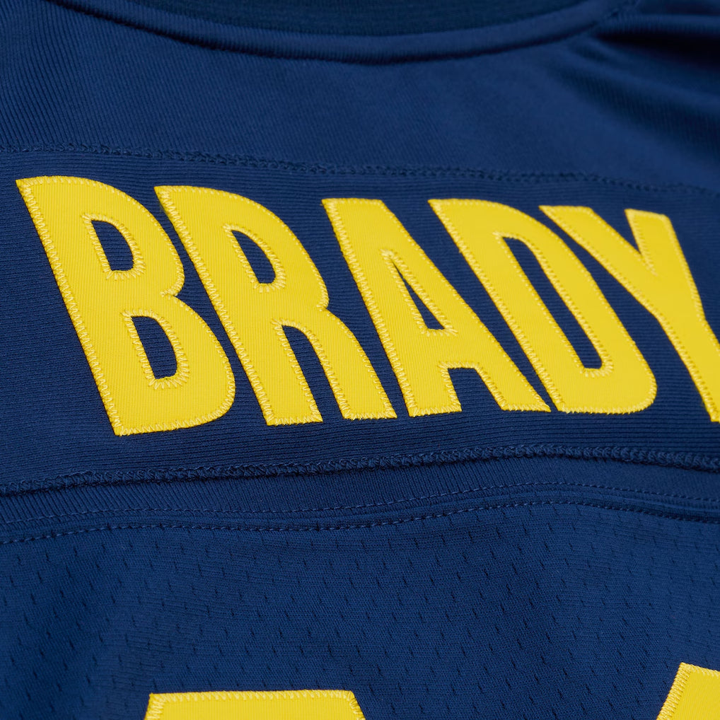 Tom Brady #10 Michigan Wolverines Mitchell & Ness Legacy NCAA College Trikot 1999 Blau - STADIUMDREAMS