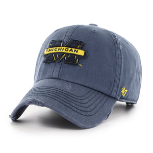 Michigan Wolverines '47 Weathered Clean Up NCAA Cap Navy Blau - STADIUMDREAMS