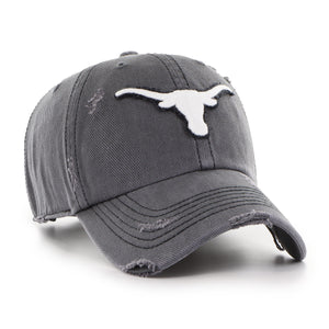 Schwarzfarbige 47 BRAND Texas Longhorns '47 Weathered Clean Up NCAA Cap mit verwaschenem Look, Baseball-Cap für Fans