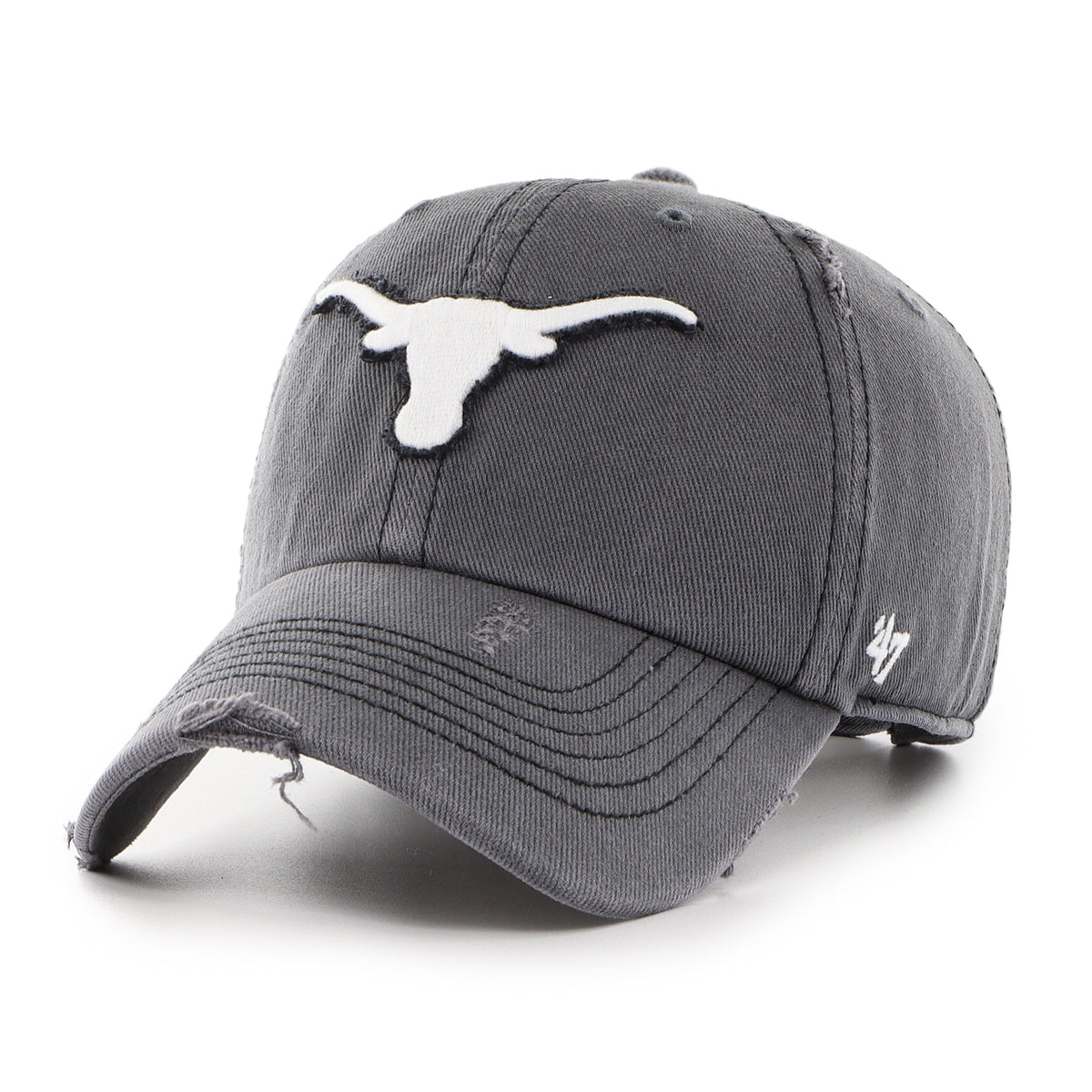 Schwarze 47 BRAND Texas Longhorns '47 Weathered Clean Up Cap mit gealtertem Vintage-Look, bequemes Cap für Fans.