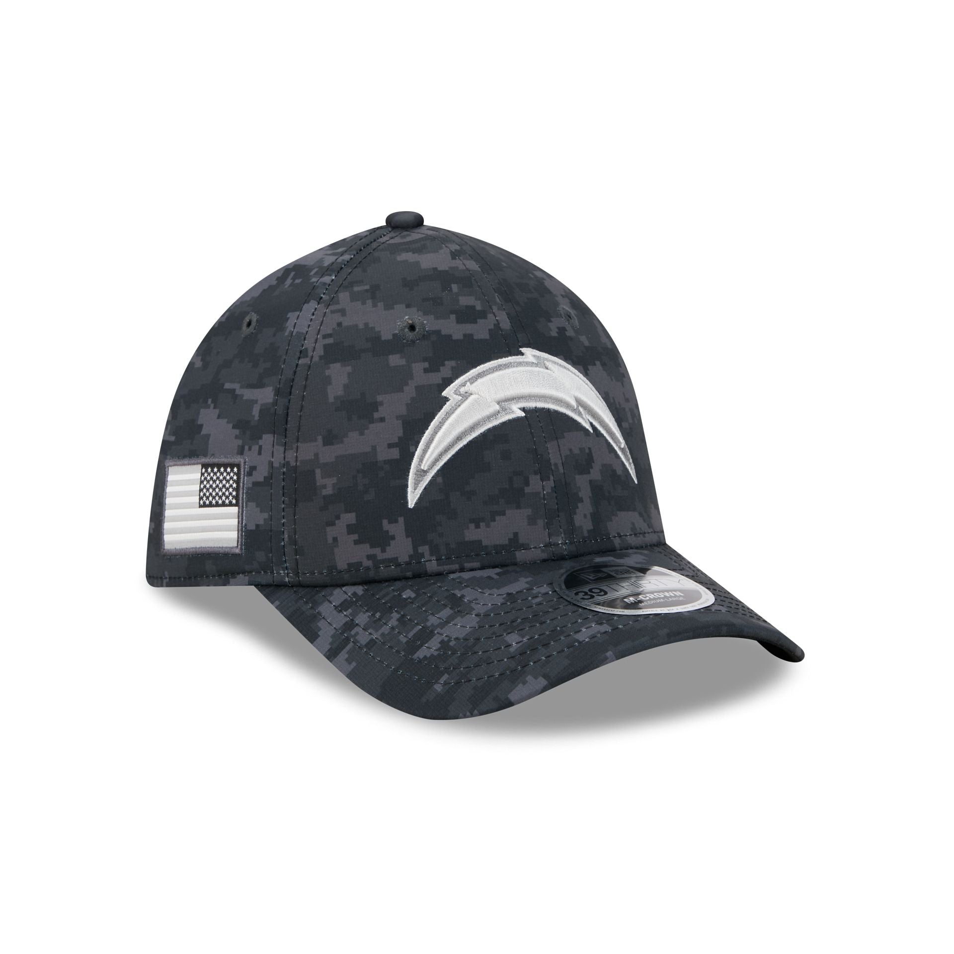 Los Angeles Chargers New Era 2026 NFL Salute to Service 39THIRTY Flex Fit Cap Camouflage Schwarz