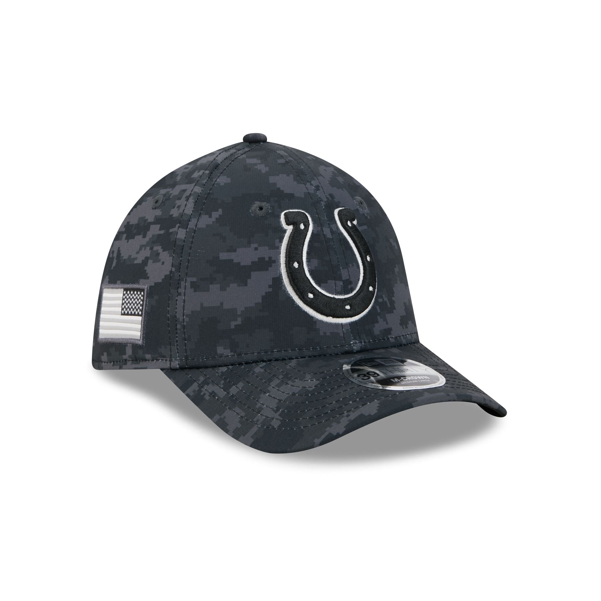 Indianapolis Colts New Era 2026 NFL Salute to Service 39THIRTY Flex Fit Cap Camouflage Schwarz