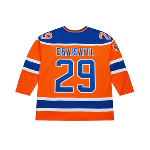 Leon Draisaitl #29 Edmonton Oilers Trikot, Mitchell & Ness Heritage Power Play, orange, 2015-16 NHL, detailreiche Fan-Bekleidung