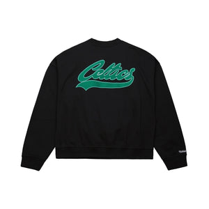 Boston Celtics Mitchell & Ness Backprint Oversweep NBA Crewneck Pullover Schwarz - STADIUMDREAMS