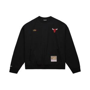 Chicago Bulls Mitchell & Ness Backprint Oversweep NBA Crewneck Pullover Schwarz - STADIUMDREAMS