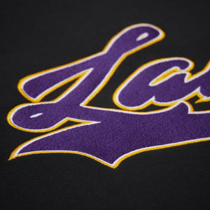 Los Angeles Lakers Mitchell & Ness Backprint Oversweep NBA Crewneck Pullover Schwarz - STADIUMDREAMS