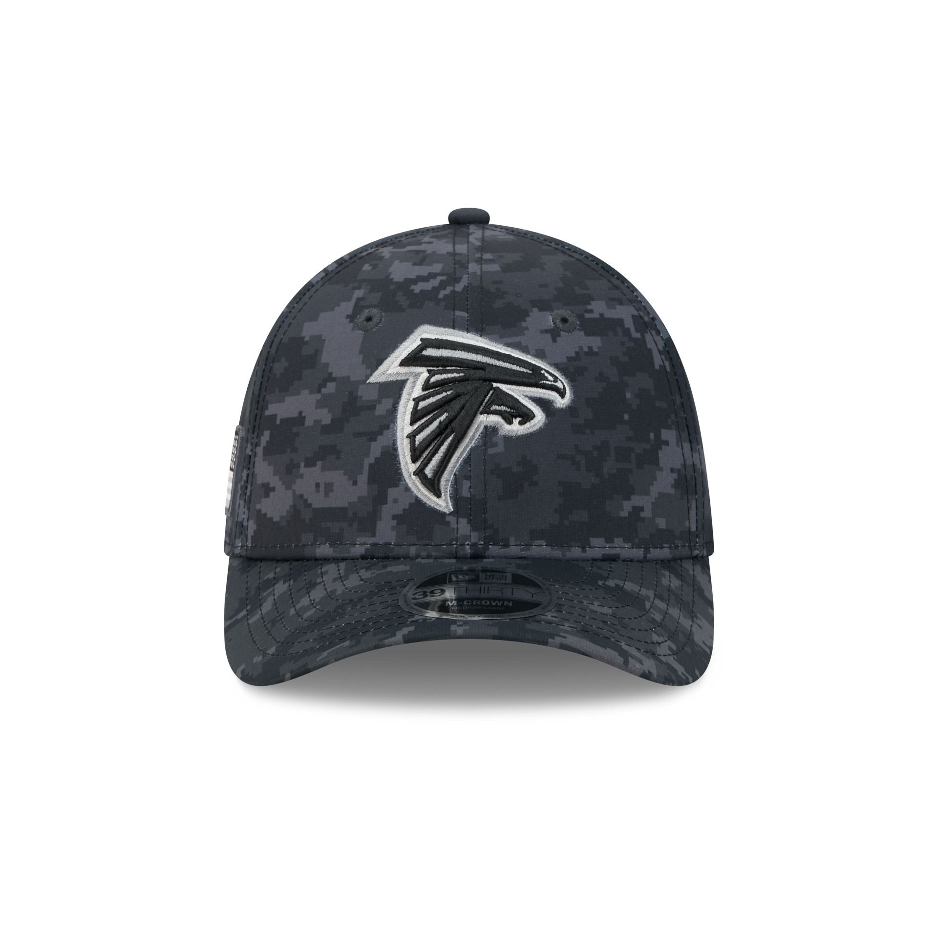 Atlanta Falcons New Era 2026 NFL Salute to Service 39THIRTY Flex Fit Cap Camouflage Schwarz