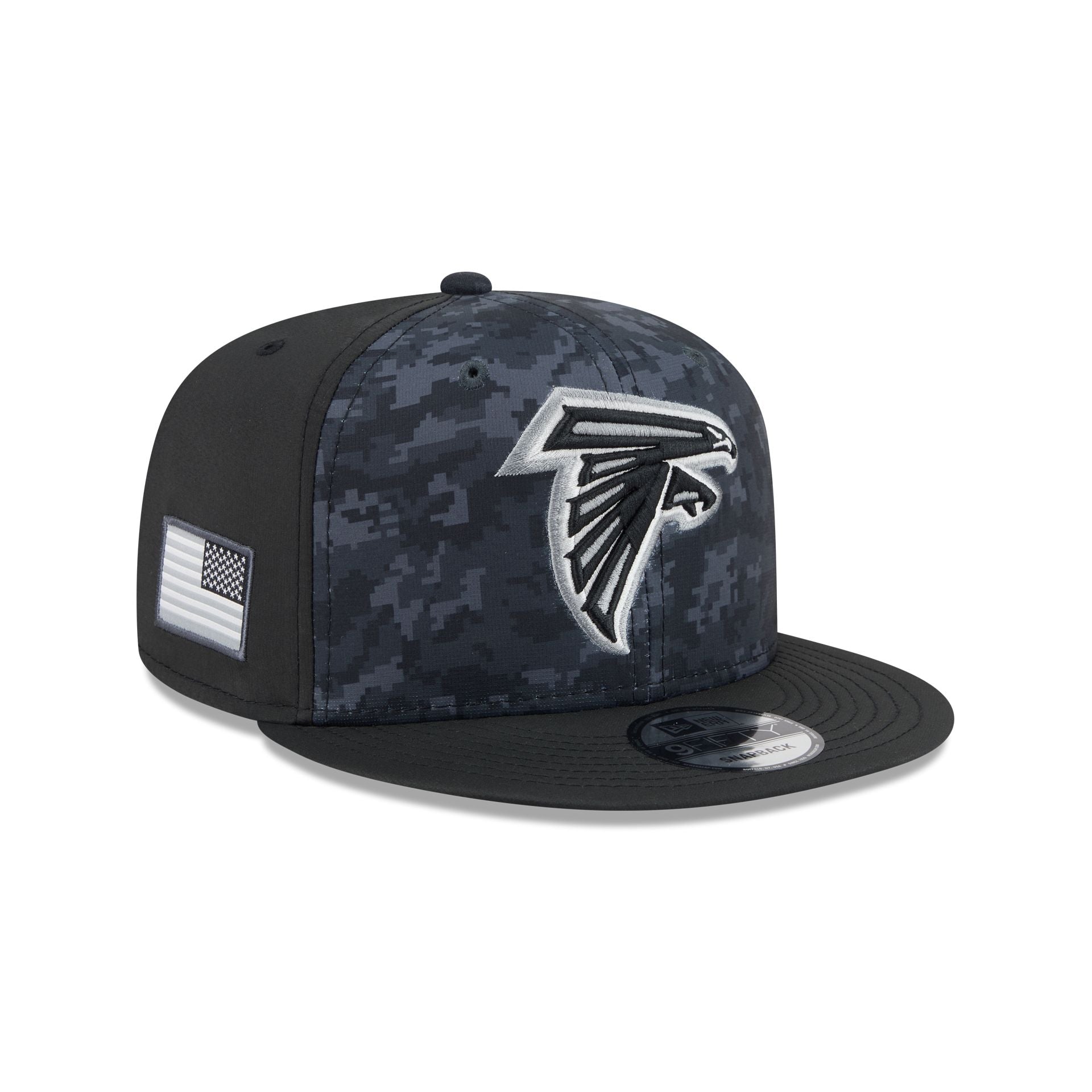 Atlanta Falcons New Era 2026 NFL Salute to Service 9FIFTY Snapback Cap Camouflage Schwarz
