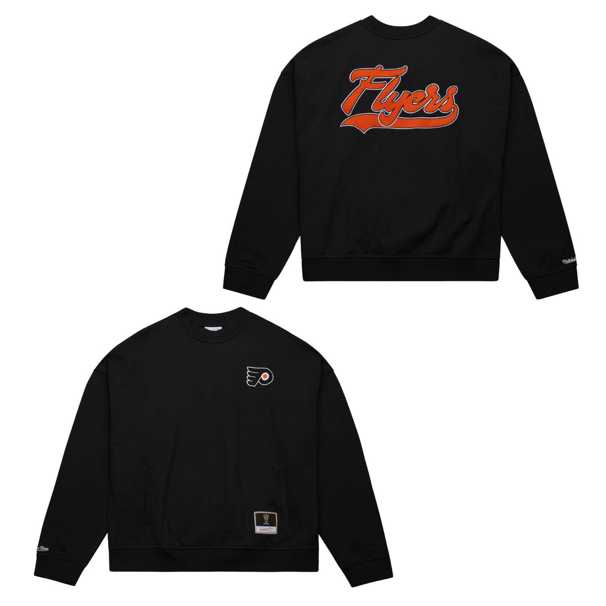 Philadelphia Flyers Mitchell & Ness Backprint Oversweep NHL Crewneck Pullover Schwarz - STADIUMDREAMS