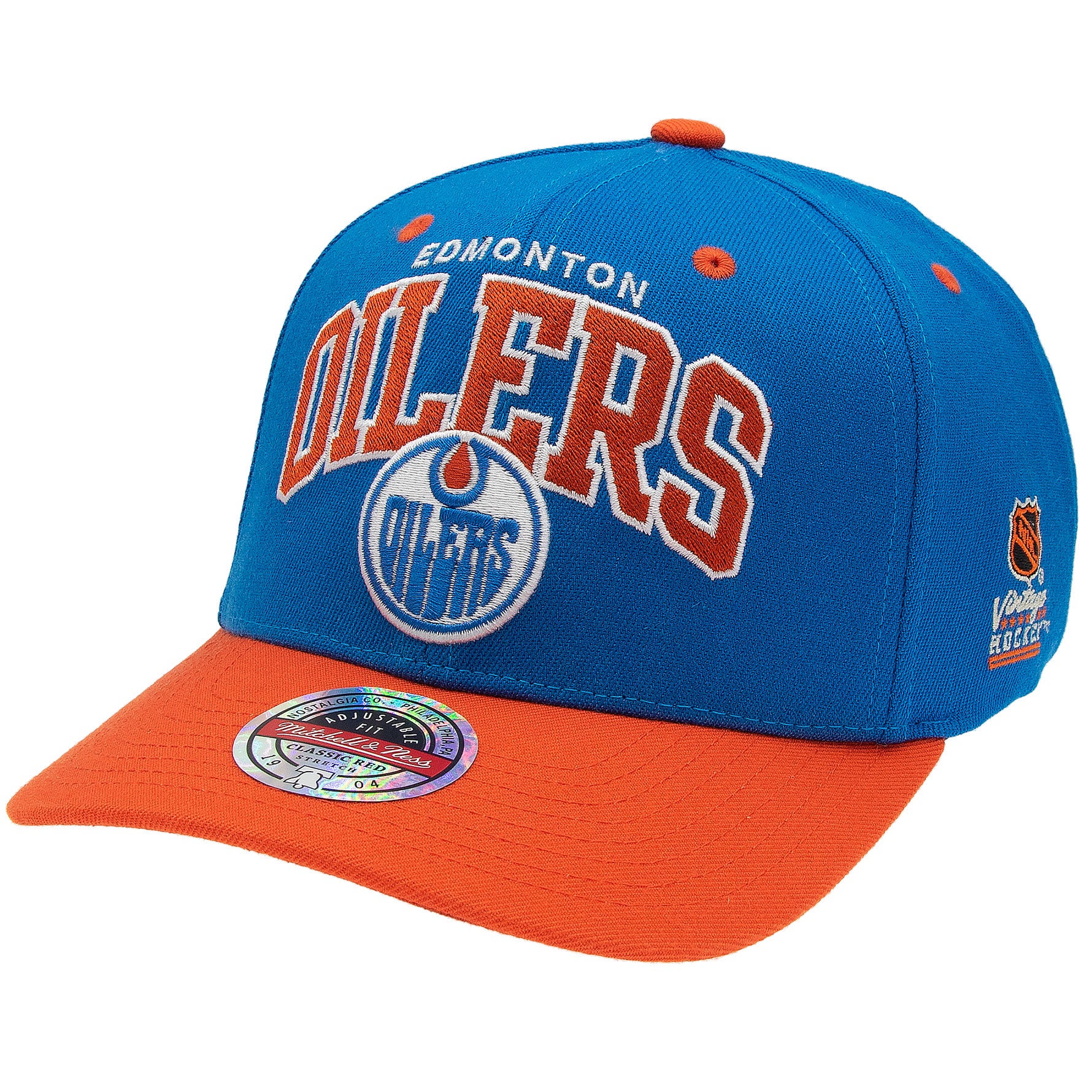 Edmonton Oilers Mitchell & Ness Team Arch Classic Red Snapback NHL Cap Blau