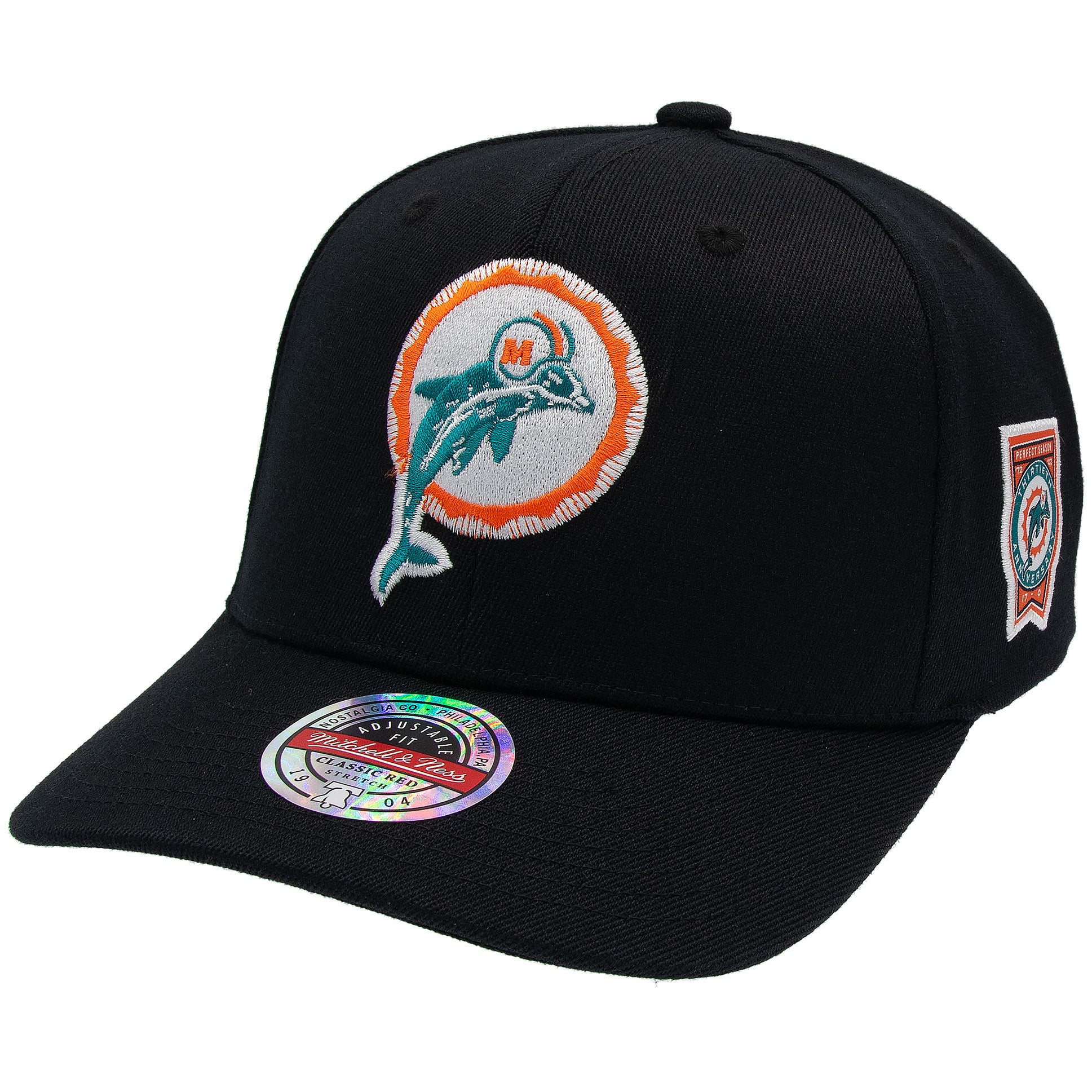 Miami Dolphins Mitchell & Ness Blackout Classic Red Snpback NFL Cap Schwarz