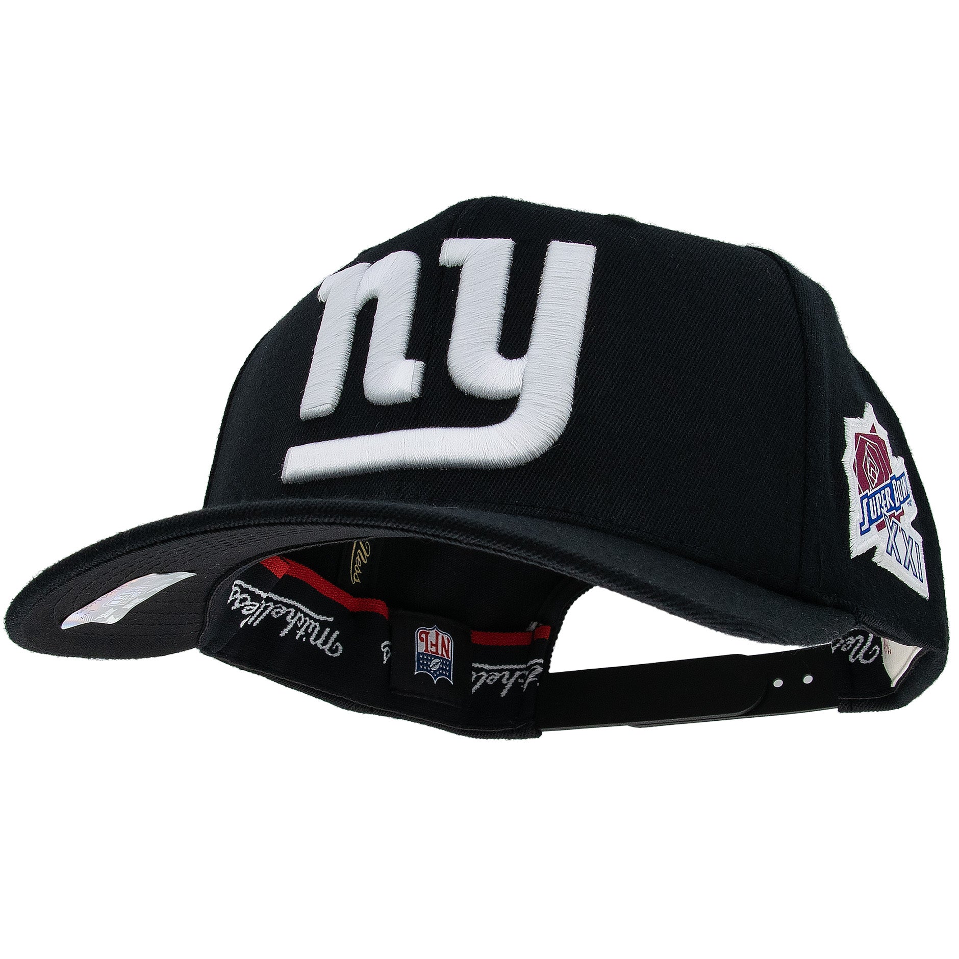 New York Giants Mitchell & Ness Blackout Classic Red Snpback NFL Cap Schwarz
