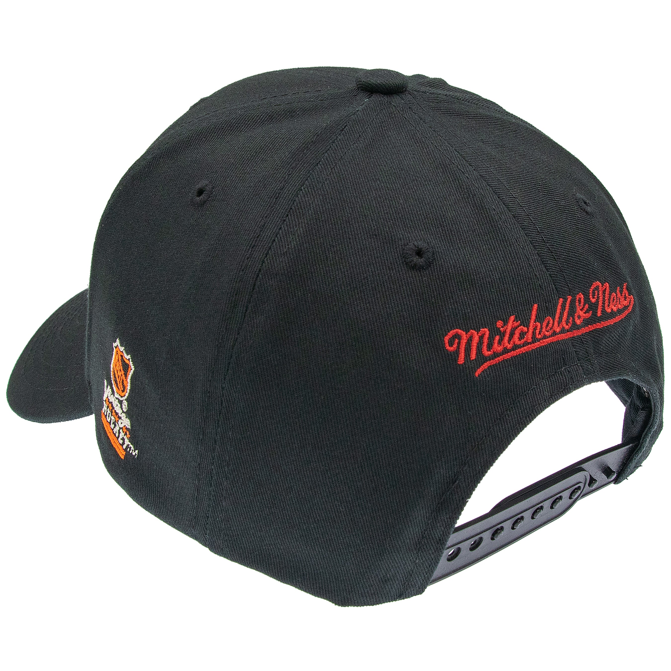 Schwarze Mitchell & Ness NHL Cap mit Chicago Blackhawks Team-Logo, niedrige Profile, sportliche Baseball-Cap, detailreiches Design