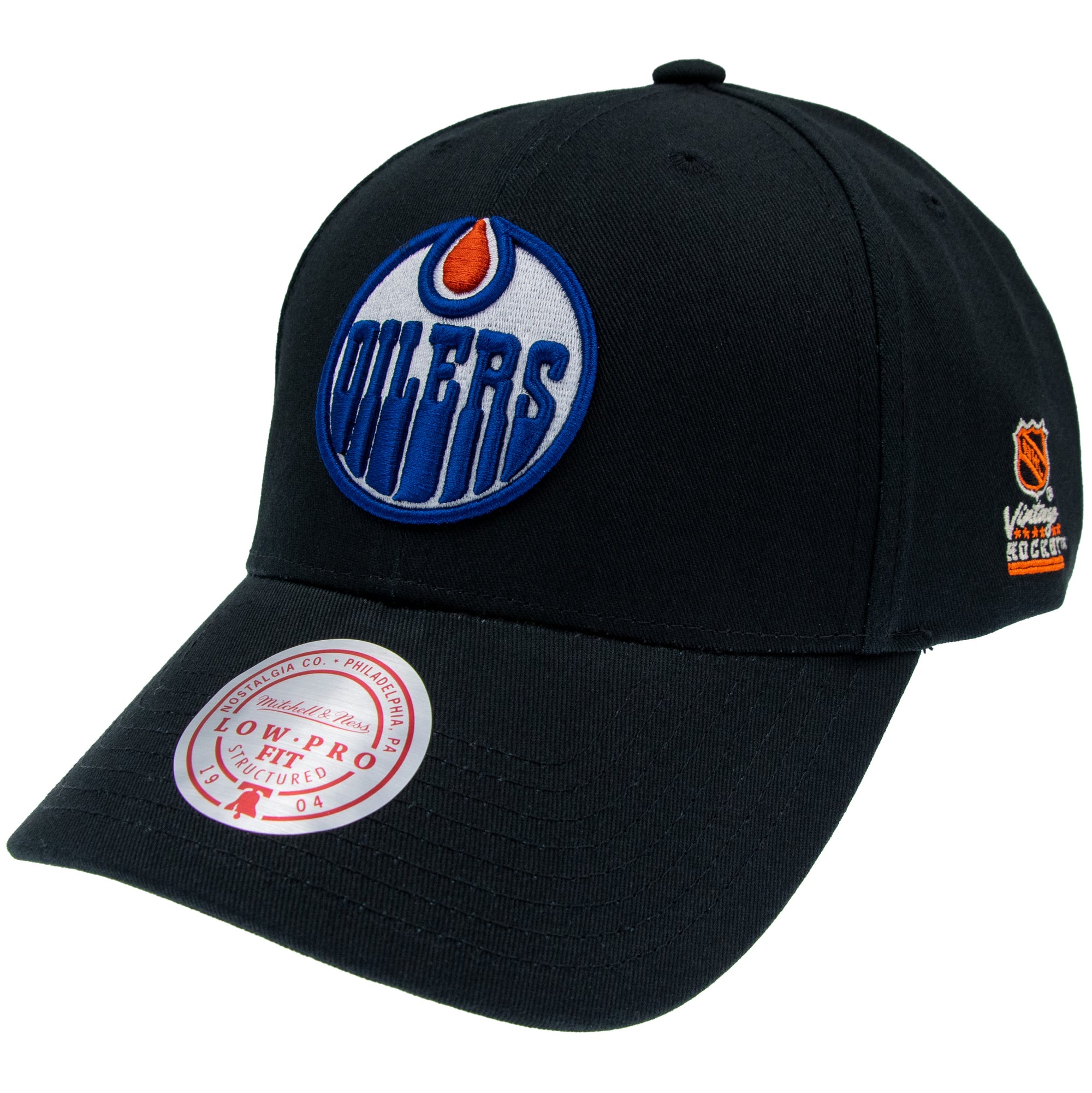 Edmonton Oilers Team Logo Mitchell & Ness Low Pro NHL Cap Schwarz