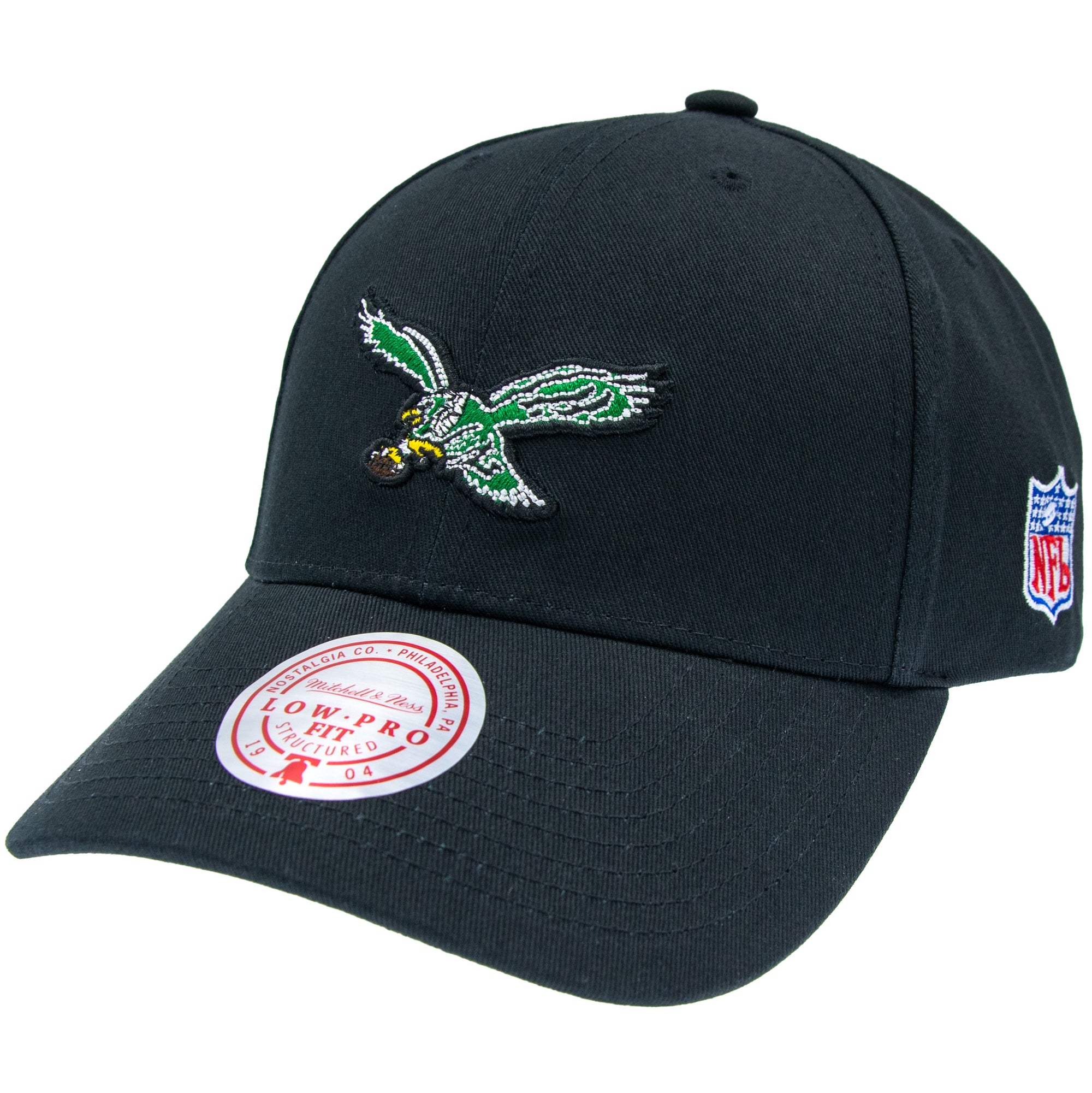 Philadelphia Eagles Team Logo Mitchell & Ness Low Pro NFL Cap Schwarz