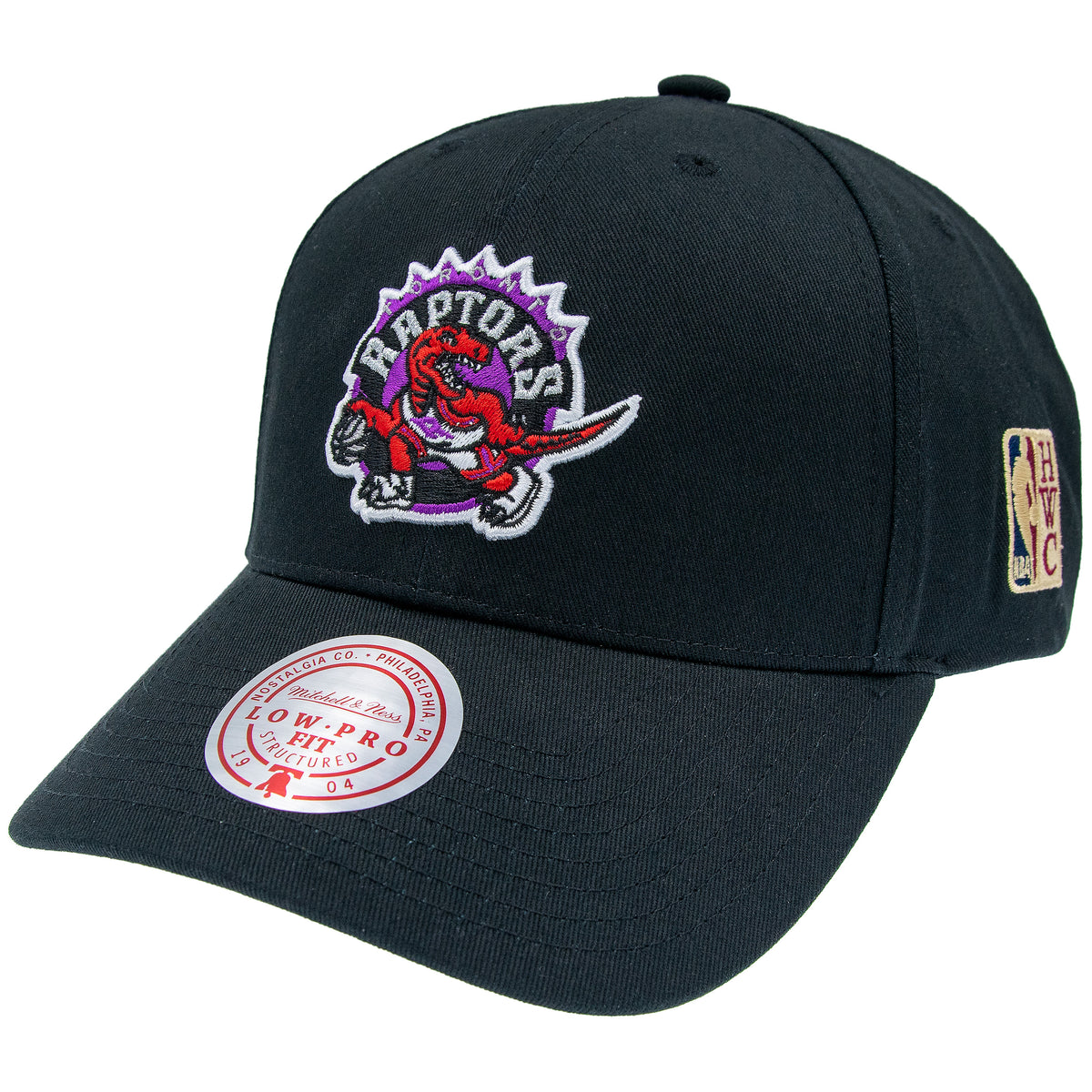 Schwarzer Mitchell & Ness NBA Cap mit Toronto Raptors Team-Logo, Low Pro Stil, lässiger Baseball-Cap für Basketballfans