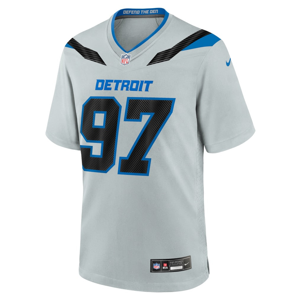 Aidan Hutchinson #97 Detroit Lions Nike 2026 Rivalries Game NFL Trikot Silber Grau