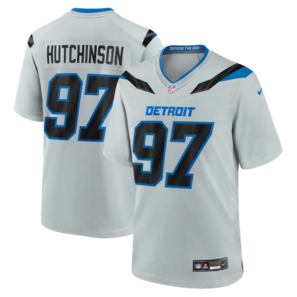 Aidan Hutchinson #97 Detroit Lions Nike 2026 Rivalries Game NFL Trikot Silber Grau