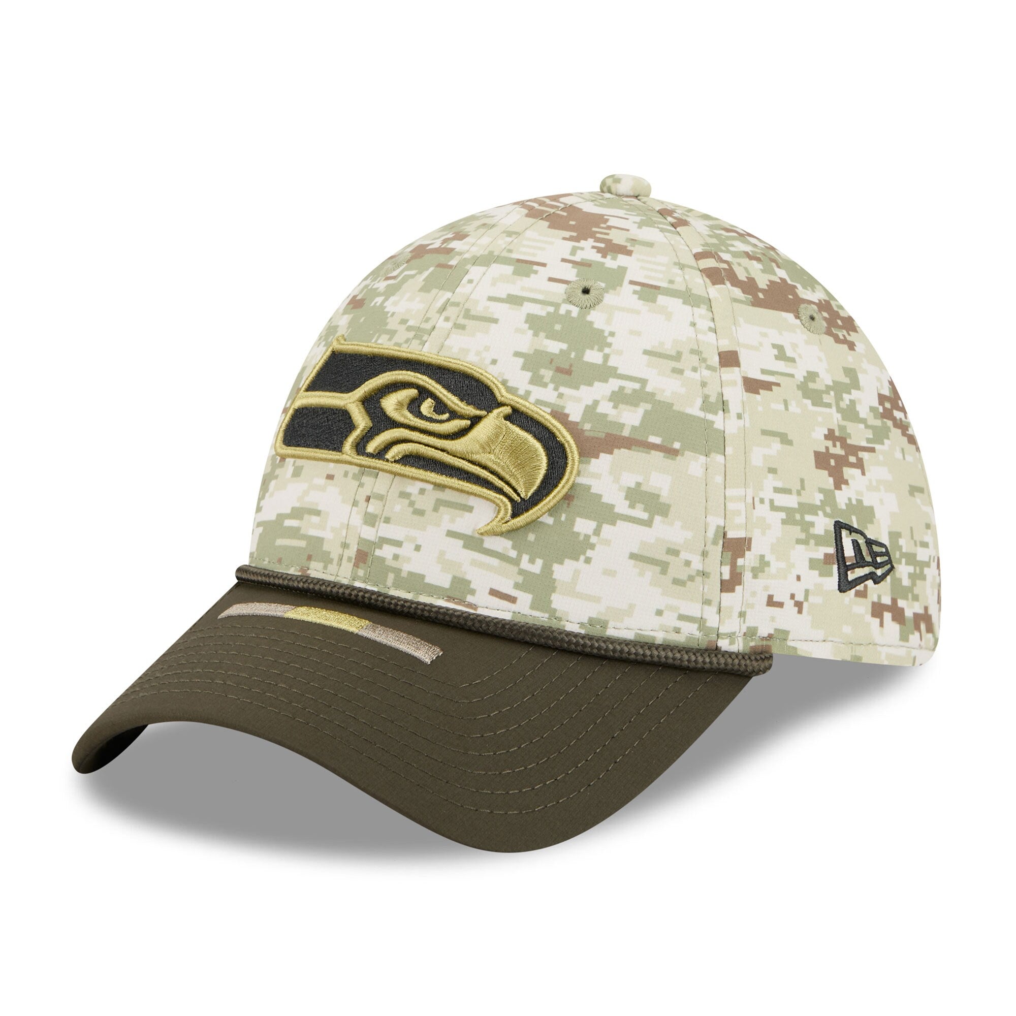 Seattle Seahawks New Era 2025 NFL Salute to Service 39THIRTY Flex Fit Cap Camouflage