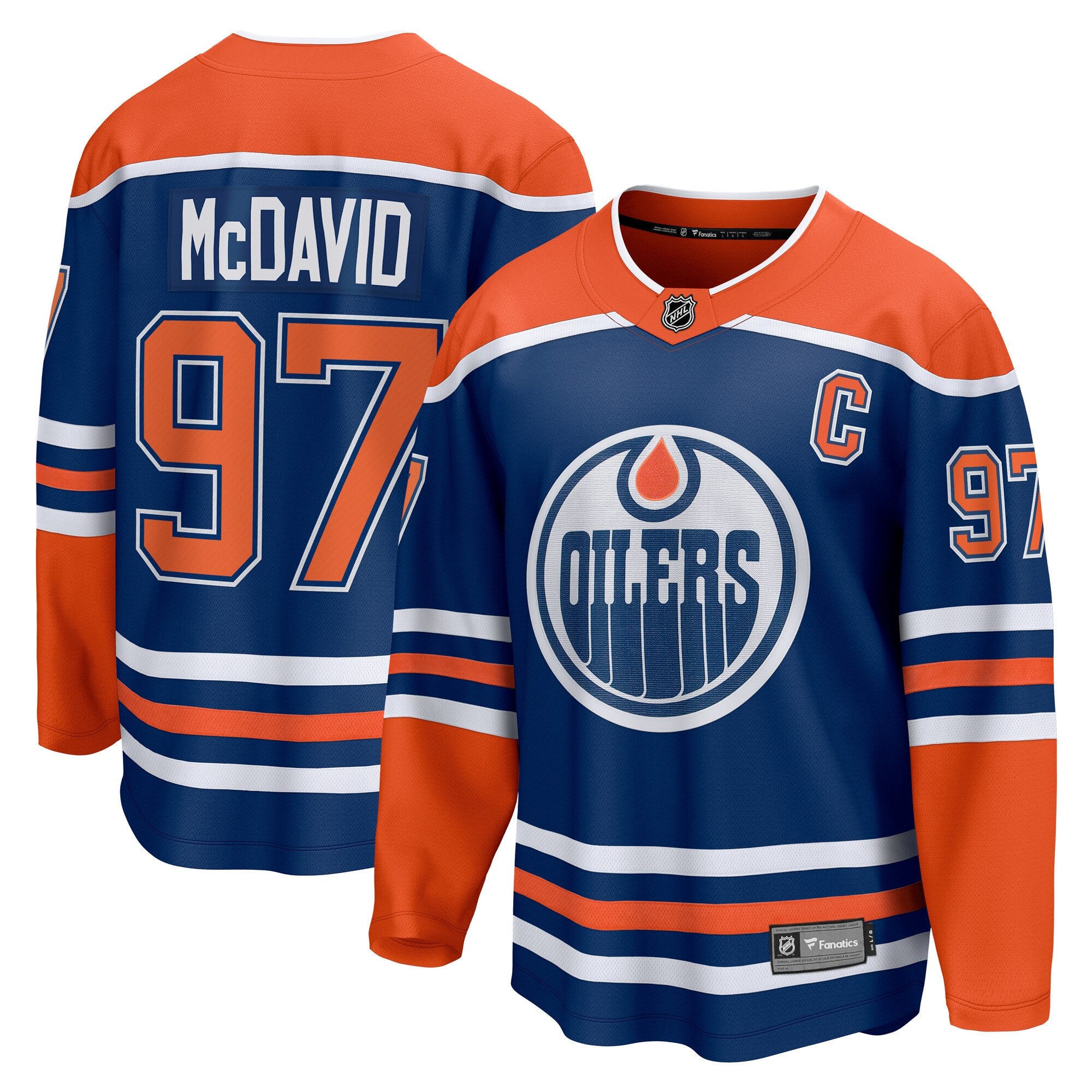 Connor McDavid #97 Edmonton Oilers Fanatics Player Breakaway NHL Trikot Blau