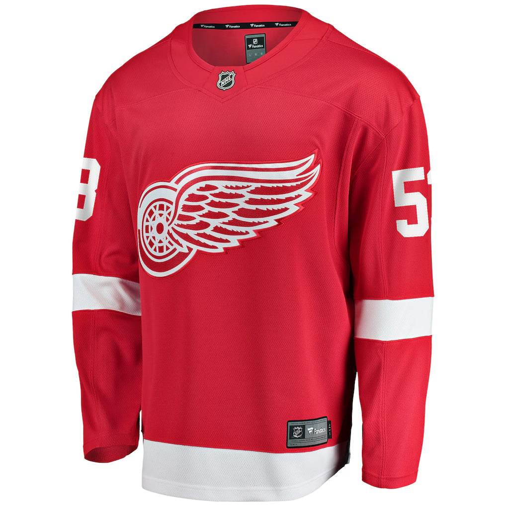 Moritz Seider #53 Detroit Red Wings Fanatics Player Breakaway NHL Trikot Rot