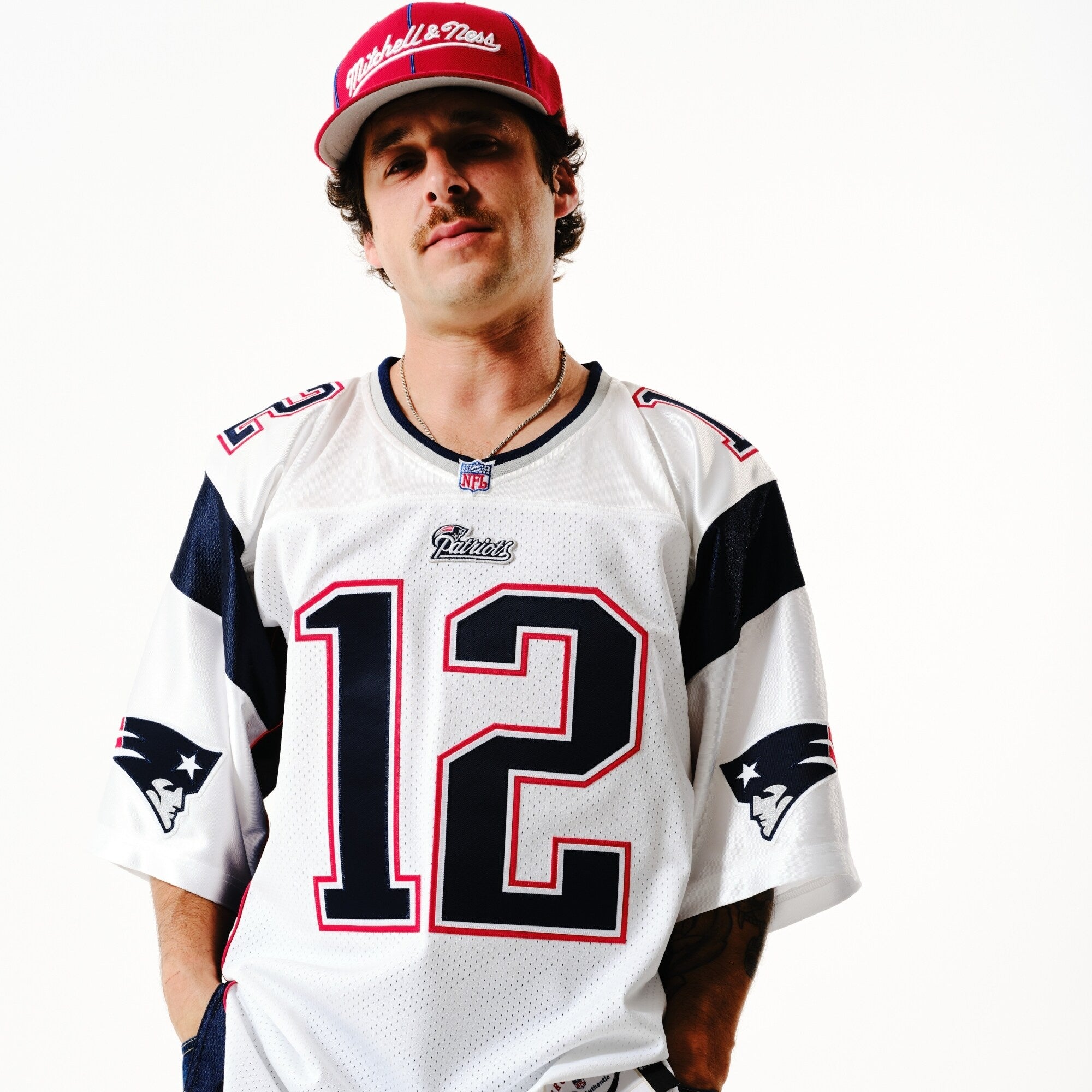 Tom Brady #12 New England Patriots 2000 Mitchell & Ness AUTHENTIC NFL Trikot Weiß