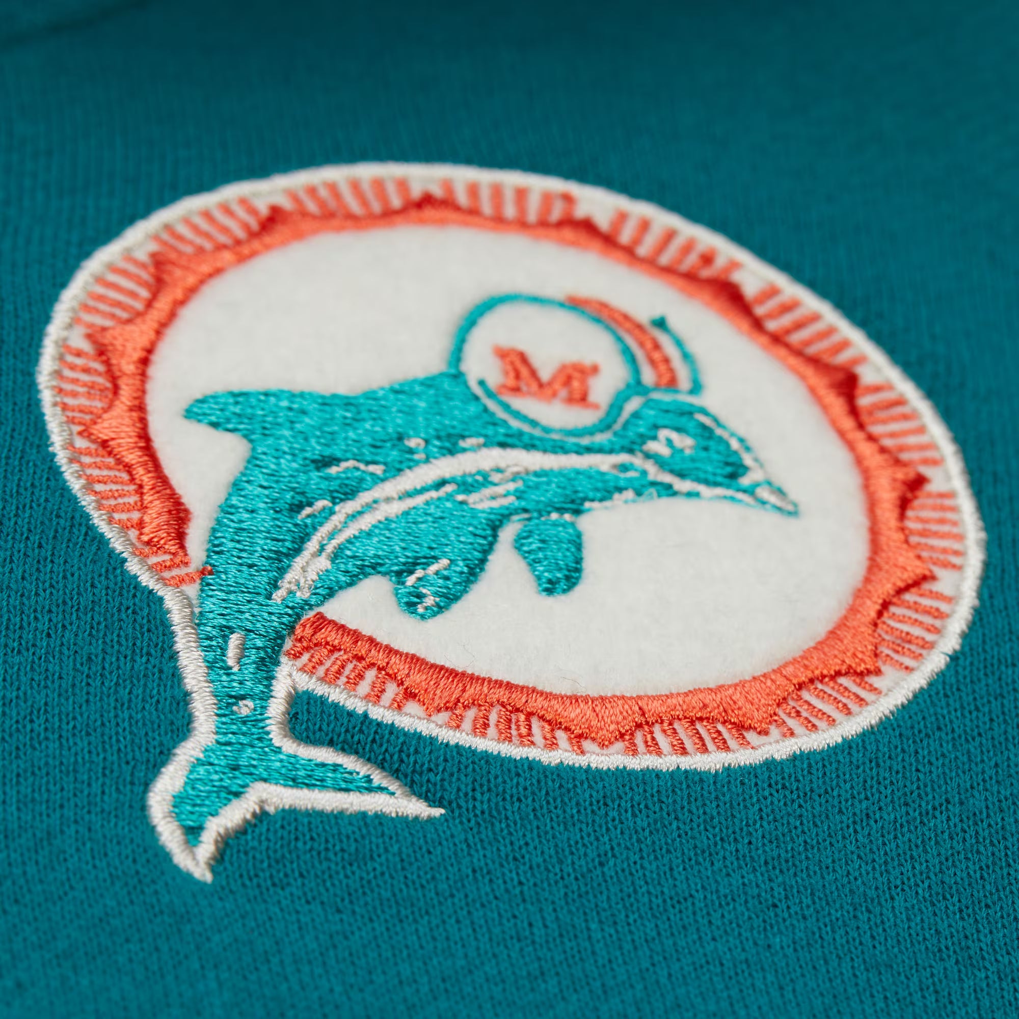 Miami Dolphins Mitchell & Ness Premium Patch Sideline Fleece Full-Snap NFL Jacke Türkis