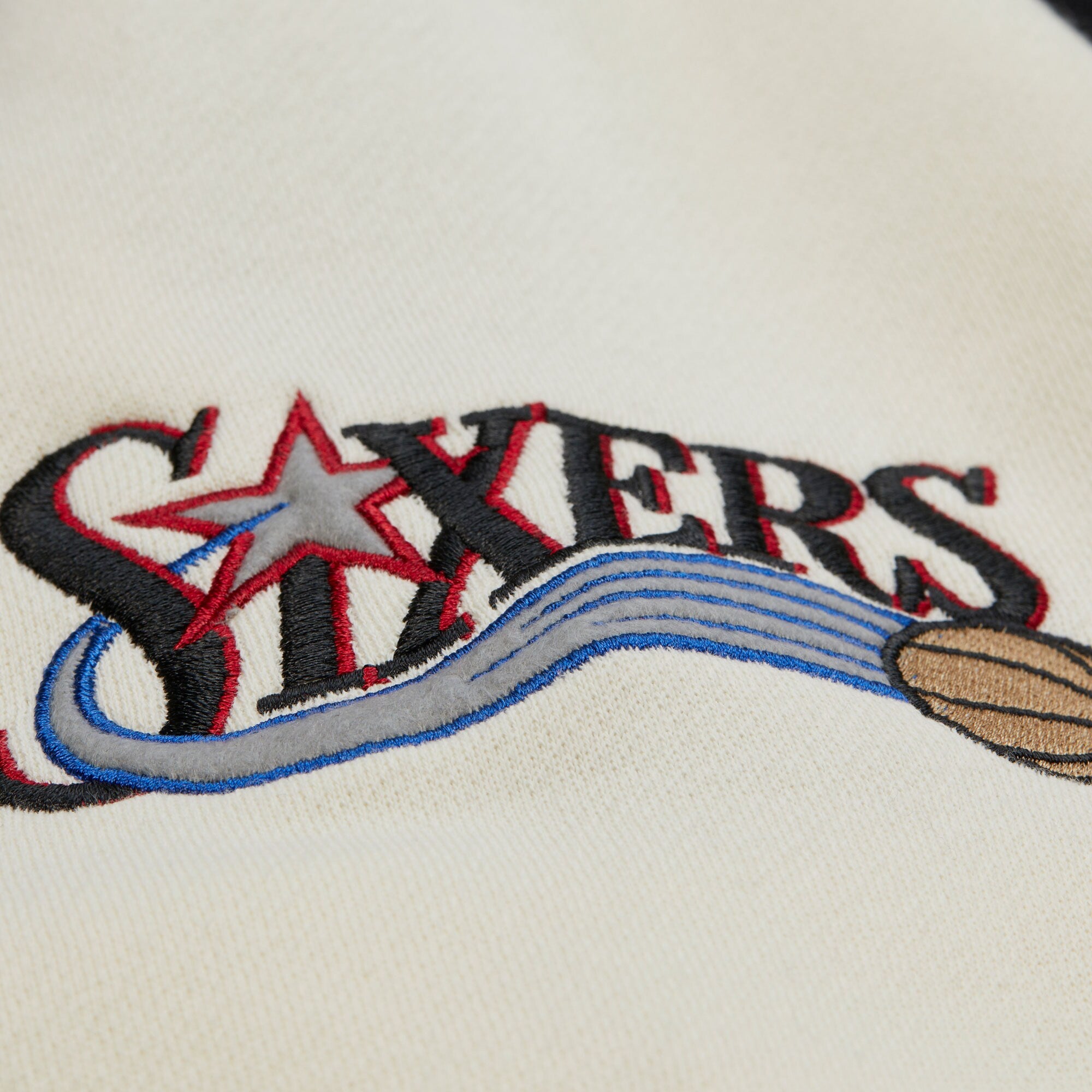 Philadelphia 76ers Mitchell & Ness Premium Patch Courtside Fleece Full-Snap NBA Jacke Schwarz