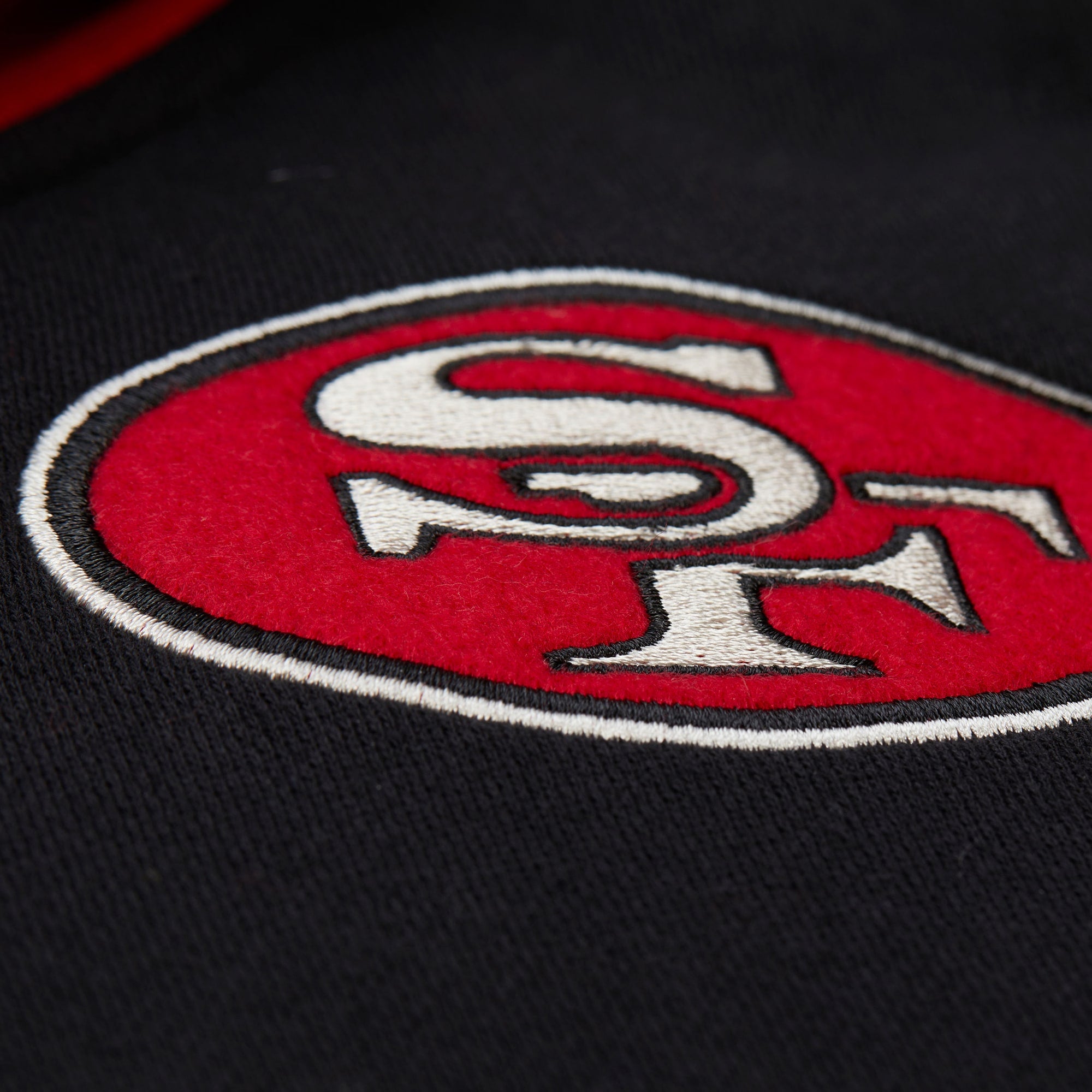 San Francisco 49ers Mitchell & Ness Premium Patch Sideline Fleece Full-Snap NFL Jacke Schwarz