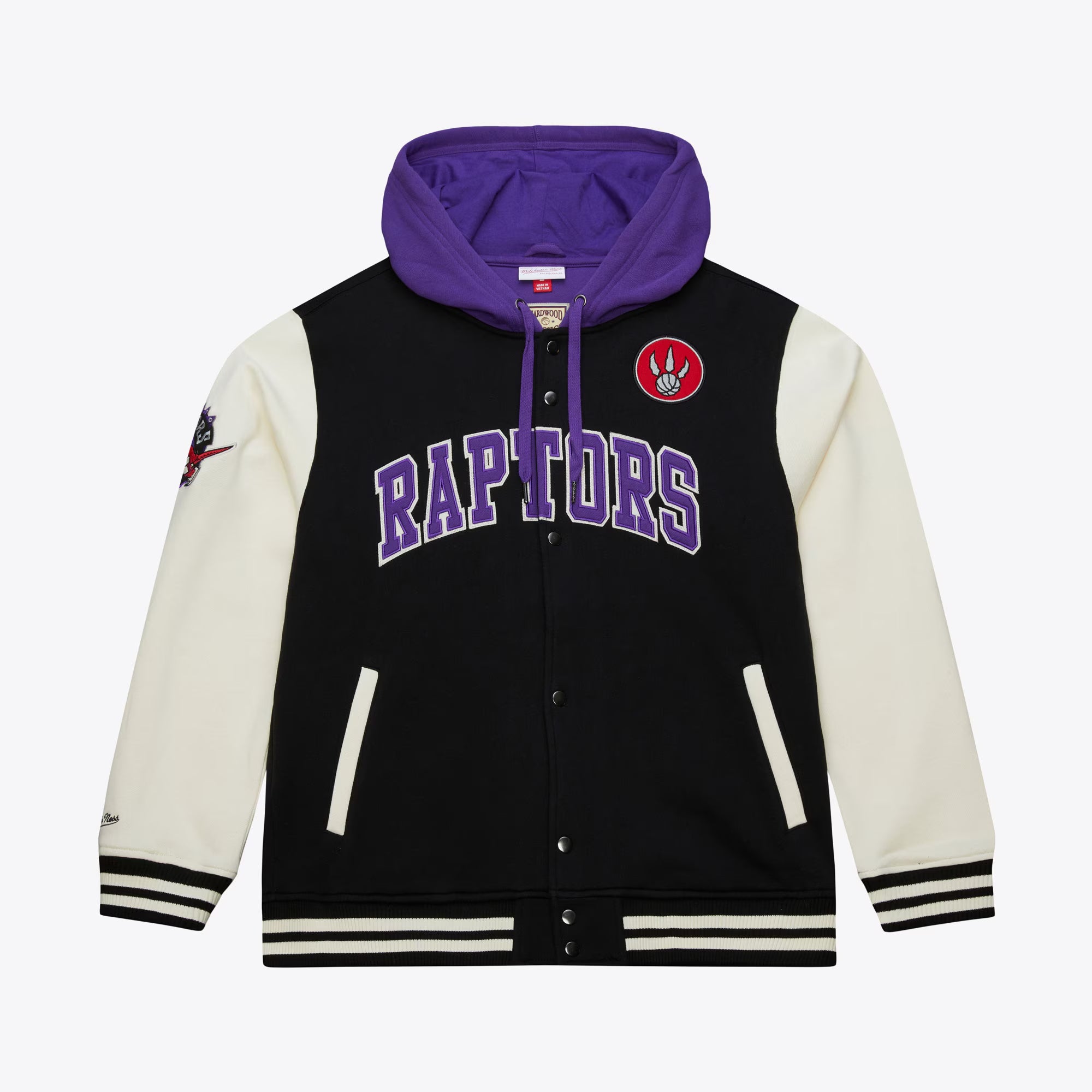 Toronto Raptors Mitchell & Ness Premium Patch Courtside Fleece Full-Snap NBA Jacke Schwarz