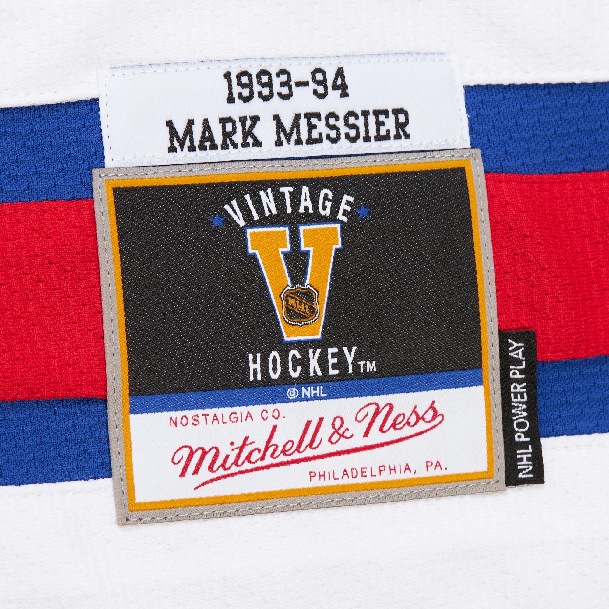 Mark Messier #11 New York Rangers 1993-94 Mitchell & Ness Premium PowerPlay NHL Trikot Blau