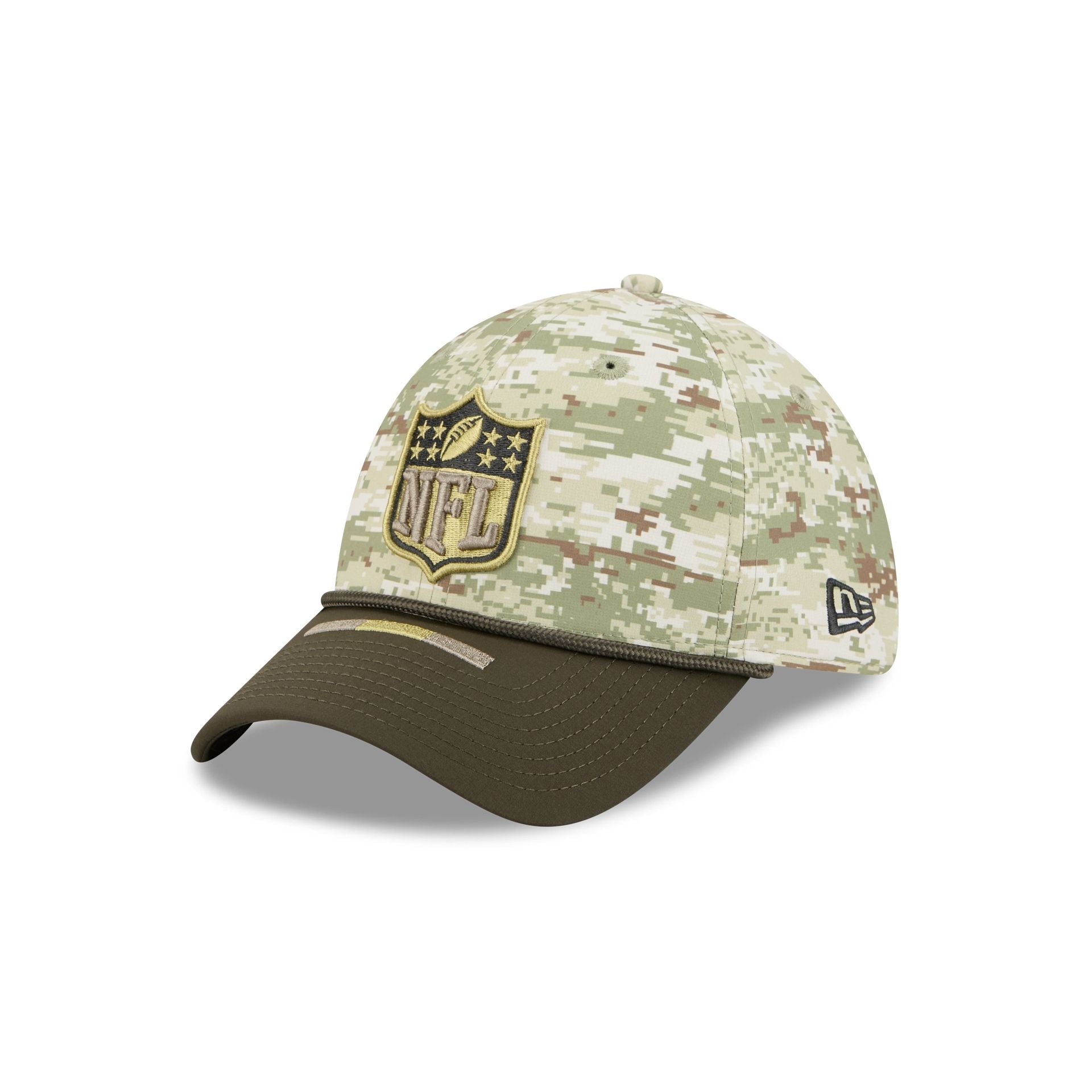 NFL Logo Shield New Era 2025 NFL Salute to Service 39THIRTY Flex Fit Cap Camouflage