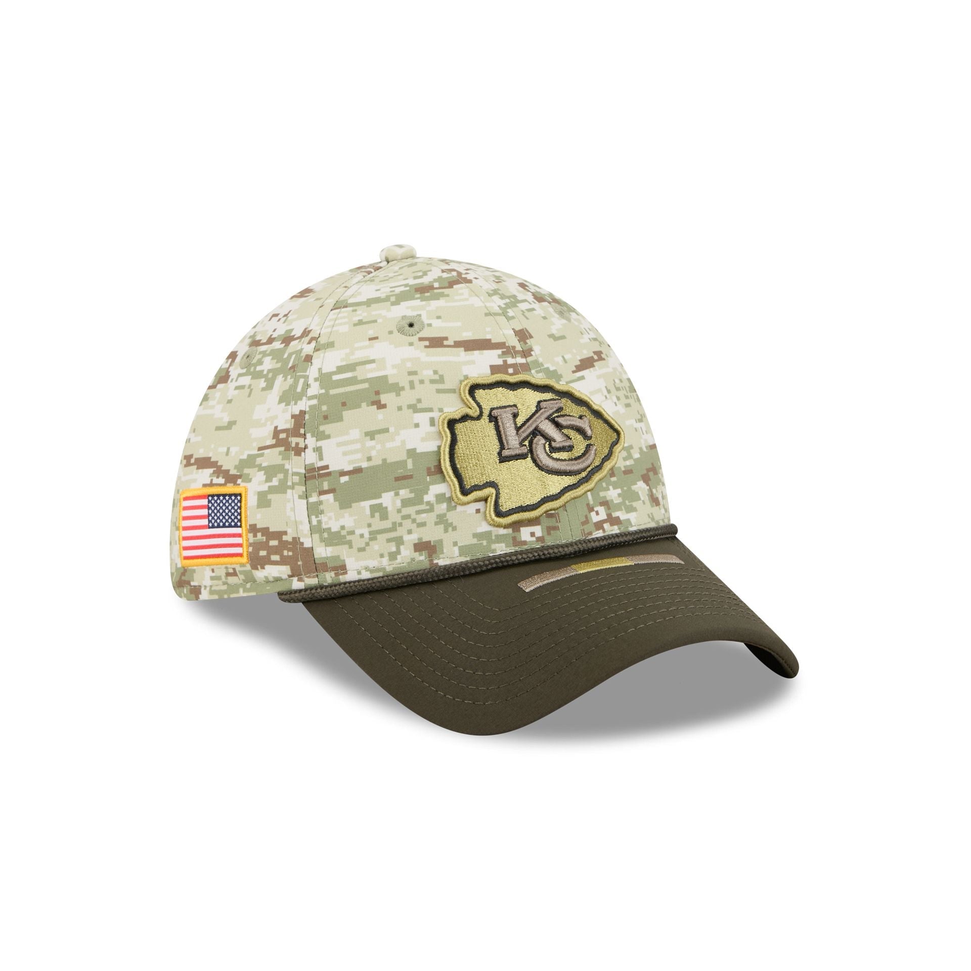 Kansas City Chiefs New Era 2025 NFL Salute to Service 39THIRTY Flex Fit Cap Camouflage