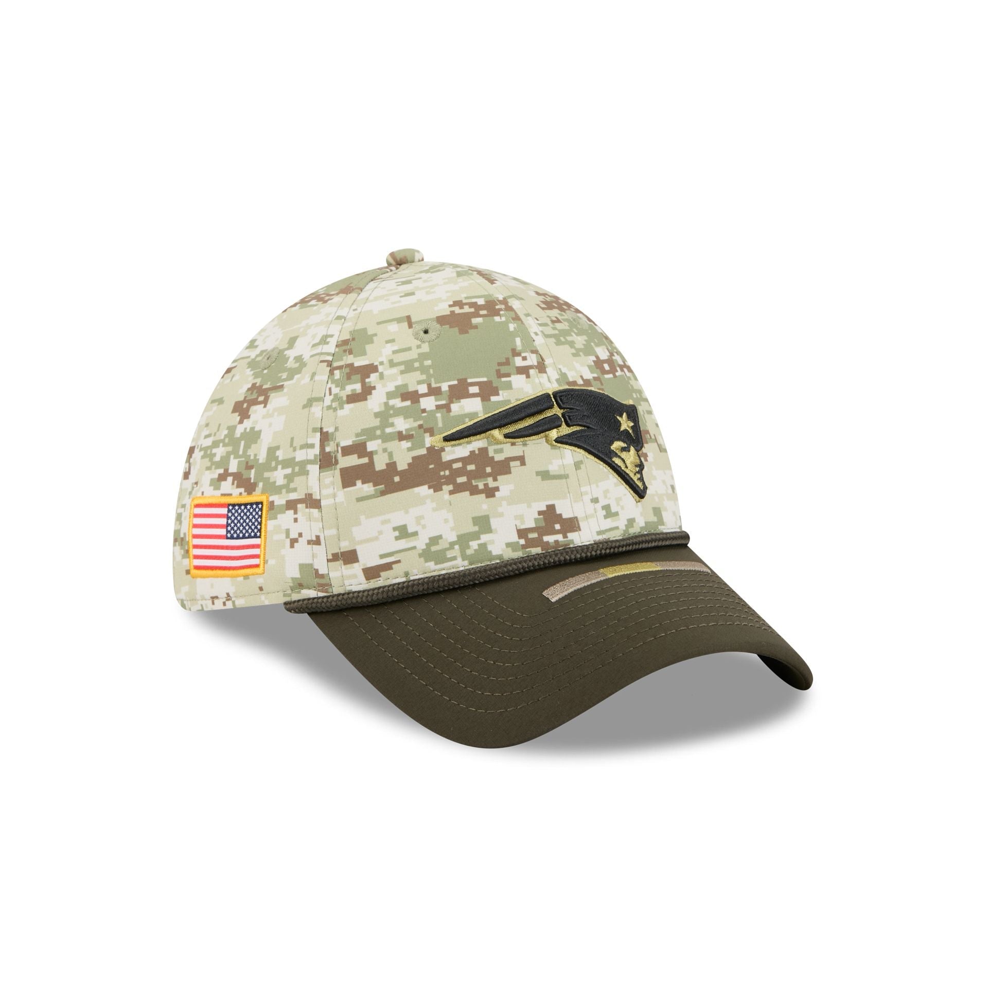 New England Patriots New Era 2025 NFL Salute to Service 39THIRTY Flex Fit Cap Camouflage