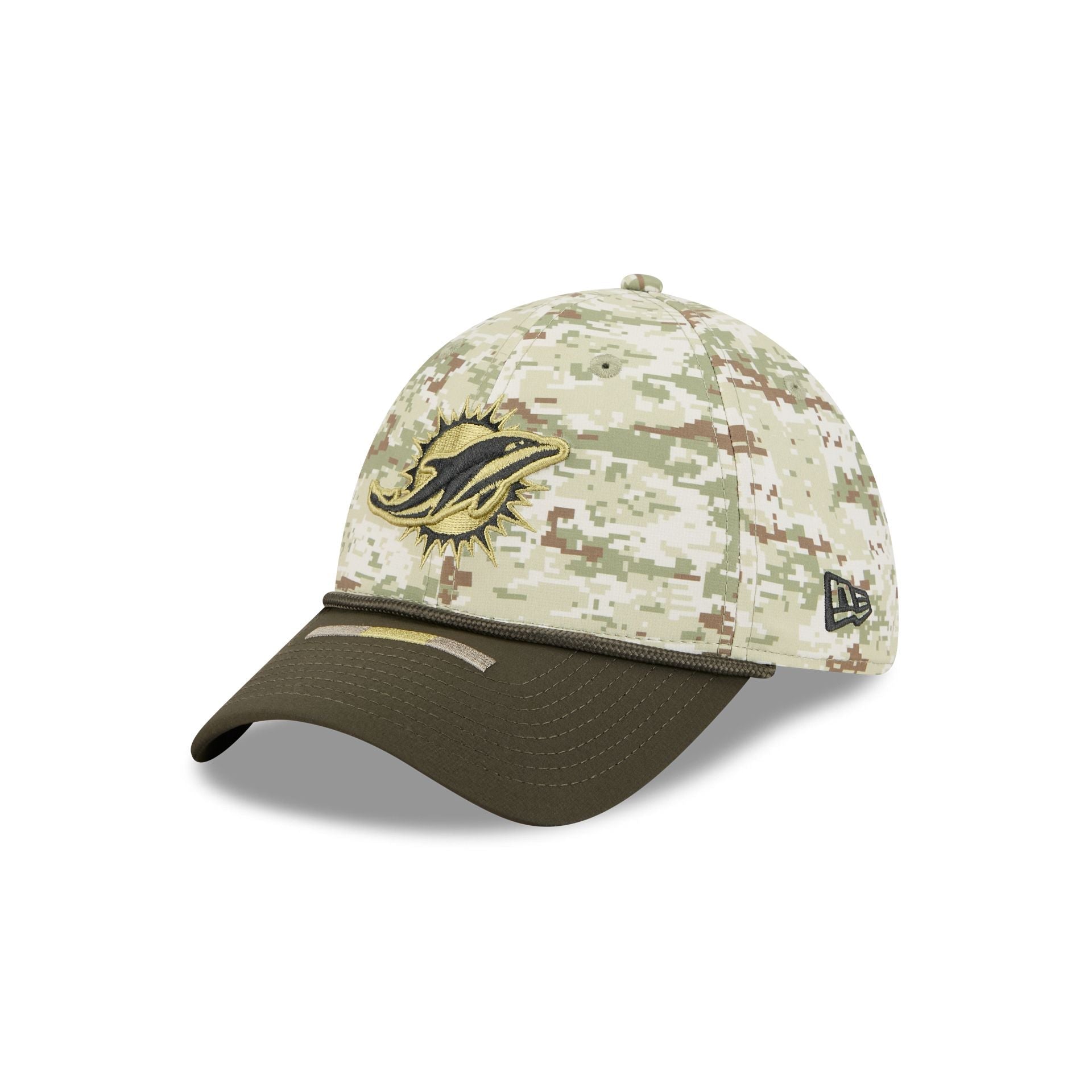 Miami Dolphins New Era 2025 NFL Salute to Service 39THIRTY Flex Fit Cap Camouflage