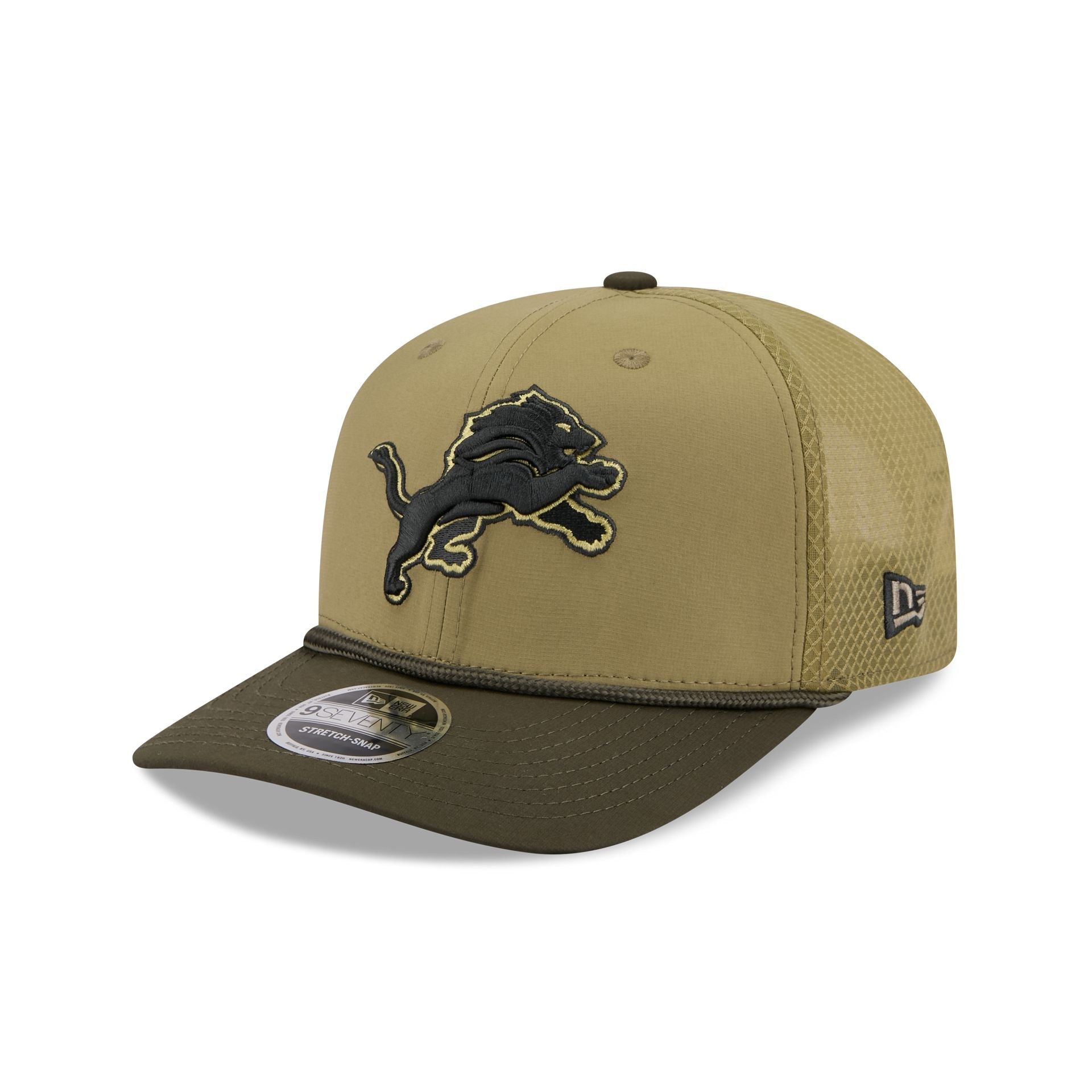 Detroit Lions New Era 2025 NFL Salute to Service 9SEVENTY Trucker Cap Grün