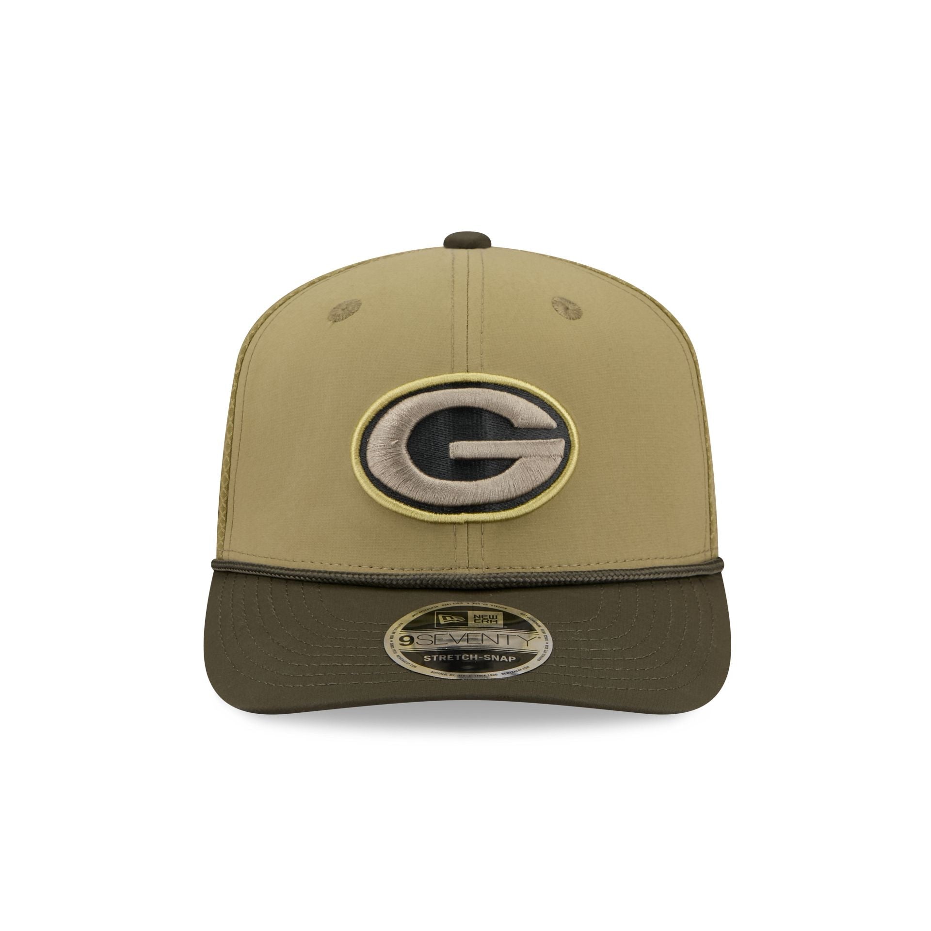 Green Bay Packers New Era 2025 NFL Salute to Service 9SEVENTY Trucker Cap Grün