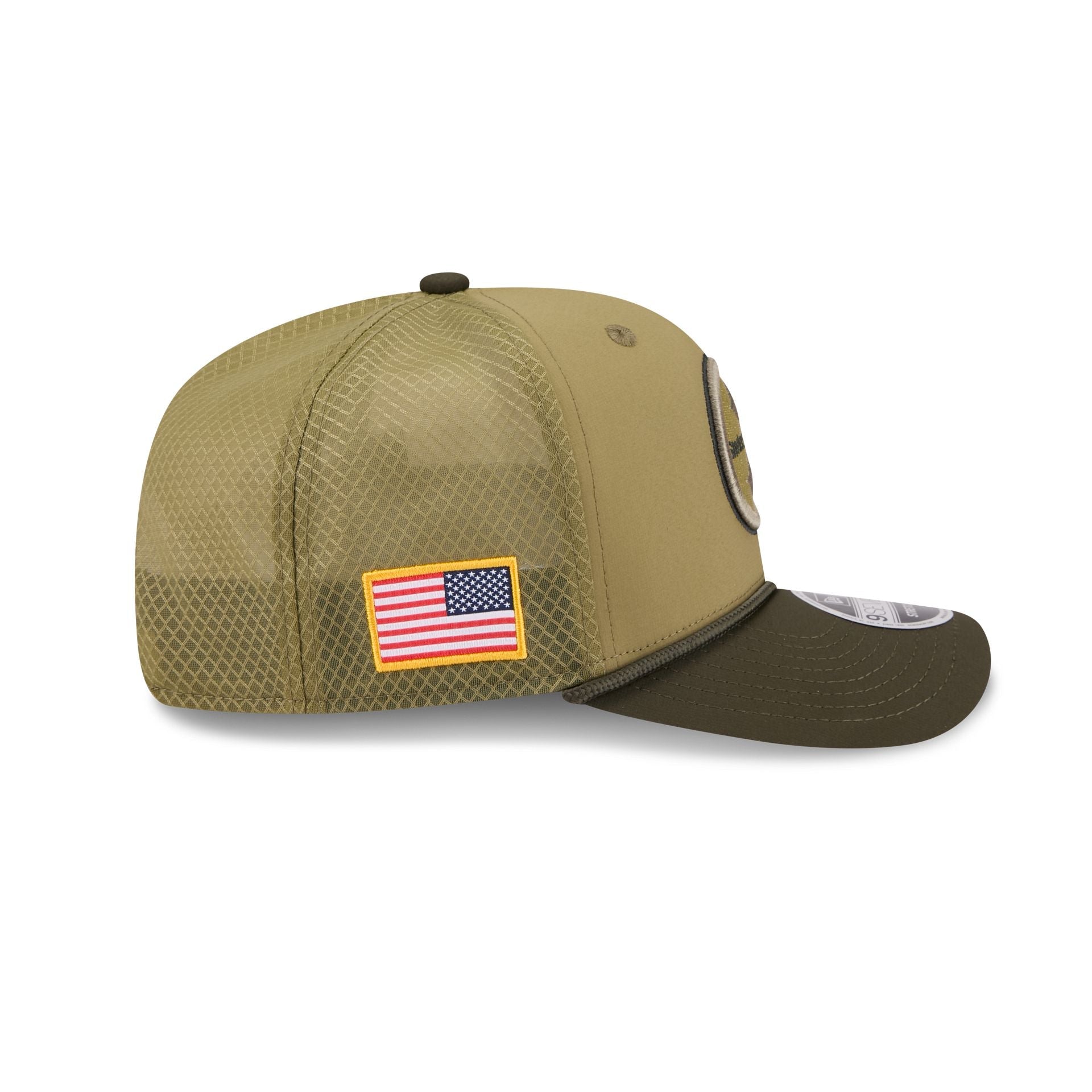 Pittsburgh Steelers New Era 2025 NFL Salute to Service 9SEVENTY Trucker Cap Grün