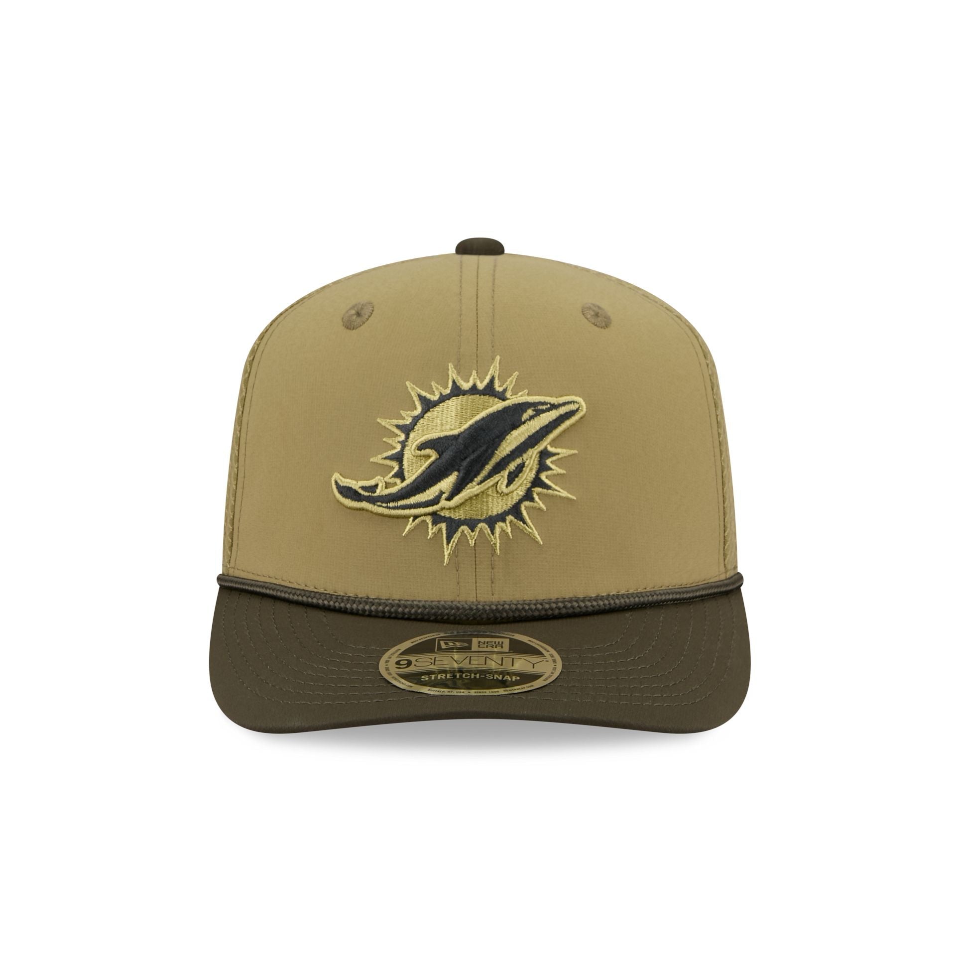 Miami Dolphins New Era 2025 NFL Salute to Service 9SEVENTY Trucker Cap Grün