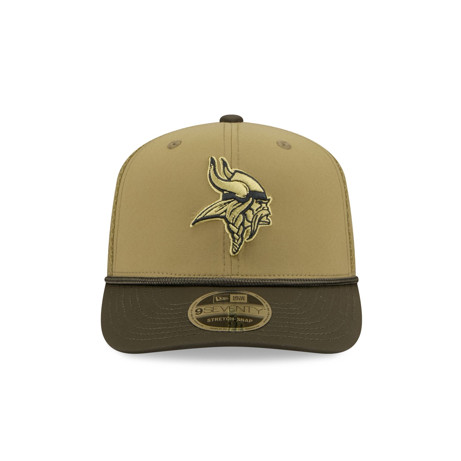 Minnesota Vikings New Era 2025 NFL Salute to Service 9SEVENTY Trucker Cap Grün