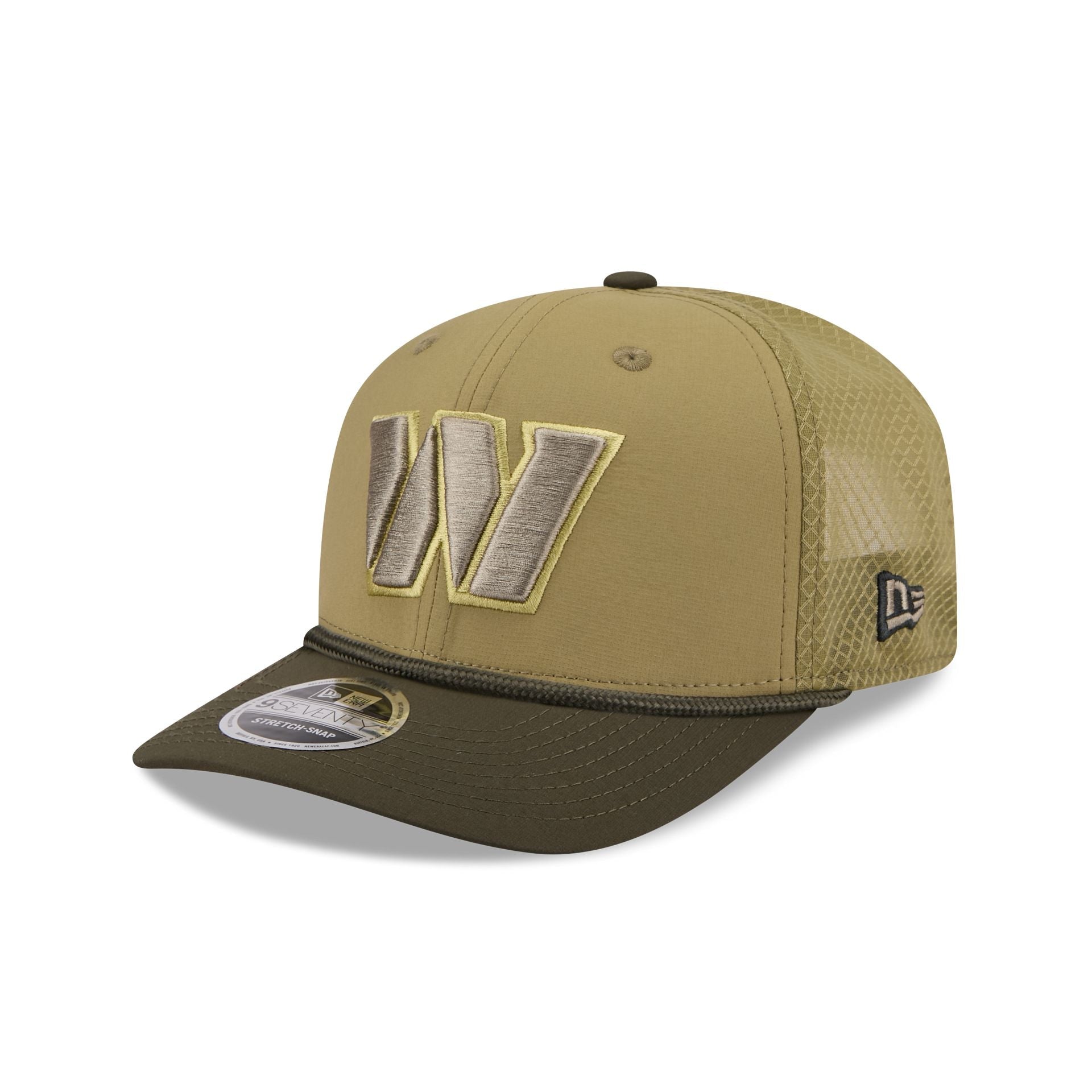 Washington Commanders New Era 2025 NFL Salute to Service 9SEVENTY Trucker Cap Grün
