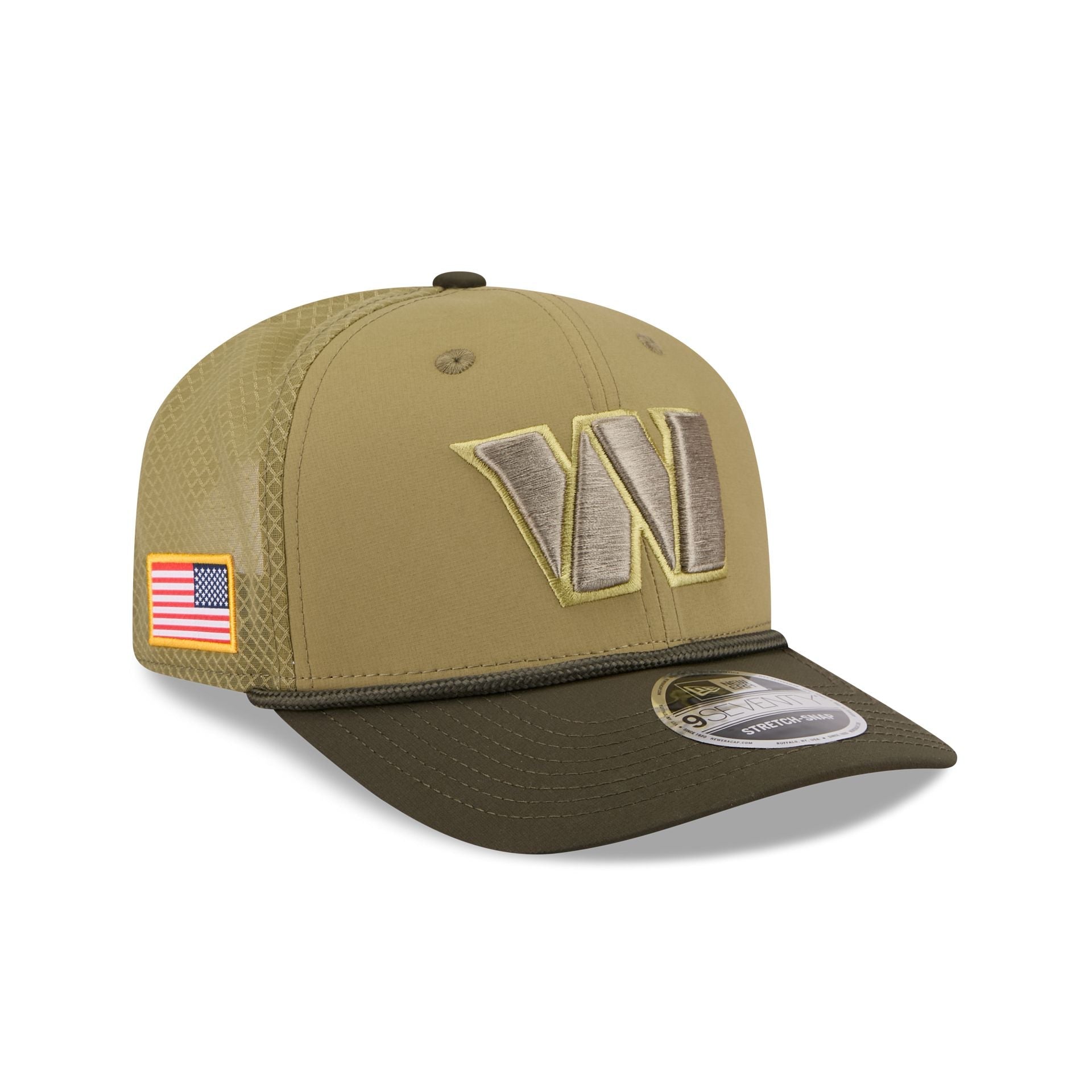Washington Commanders New Era 2025 NFL Salute to Service 9SEVENTY Trucker Cap Grün