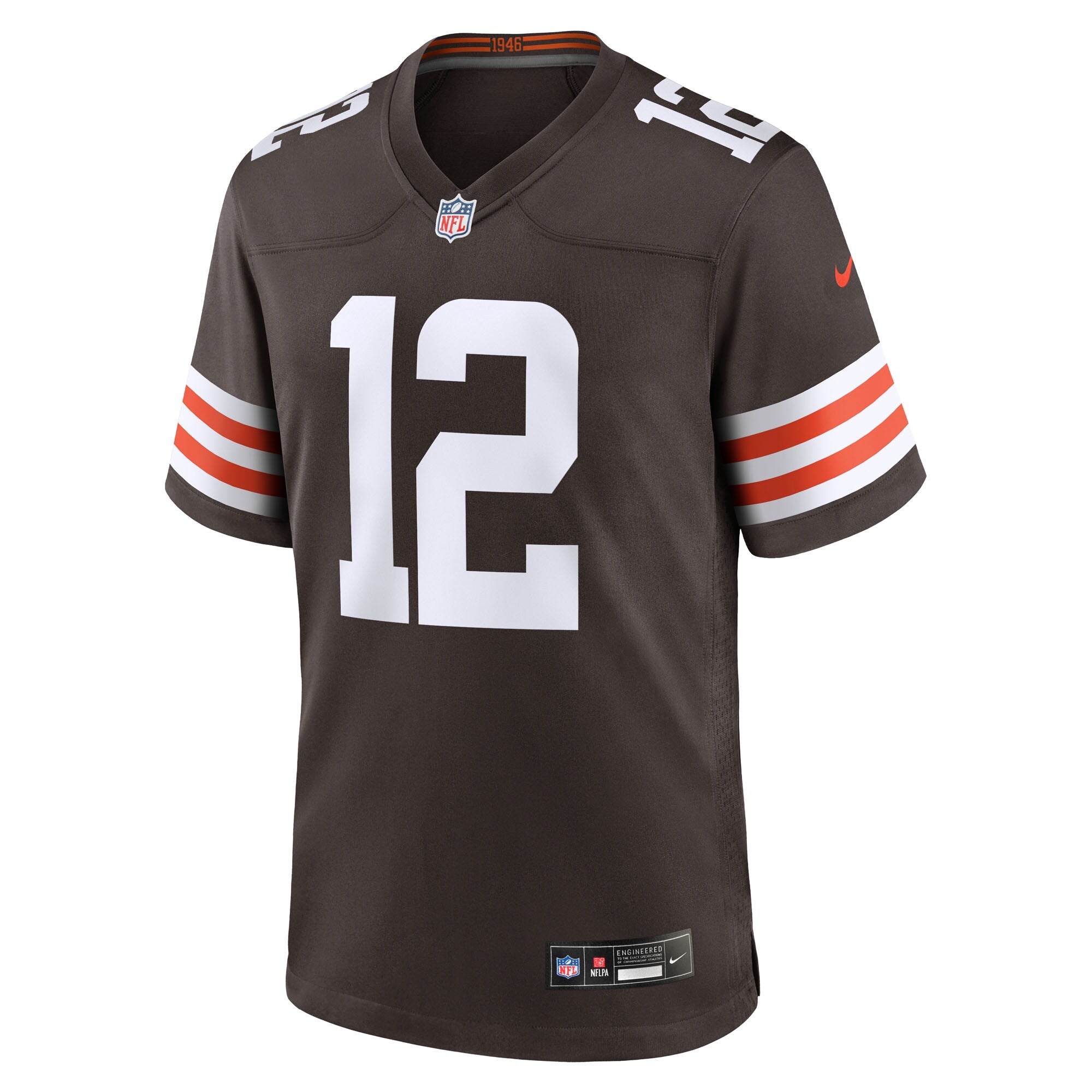 Shedeur Sanders #12 Cleveland Browns Nike Home Game NFL Football Trikot Braun