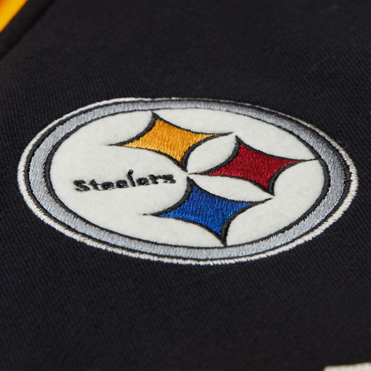 Pittsburgh Steelers Mitchell & Ness Premium Patch Sideline Fleece Full-Snap NFL Jacke Schwarz