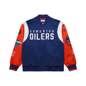 Edmonton Oilers Mitchell & Ness Team Origins Patch NHL Jacke Navy - STADIUMDREAMS