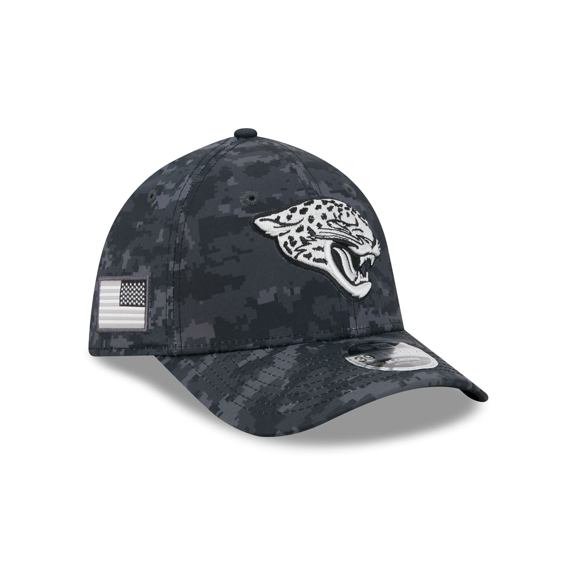 Jacksonville Jaguars New Era 2026 NFL Salute to Service 39THIRTY Flex Fit Cap Camouflage Schwarz